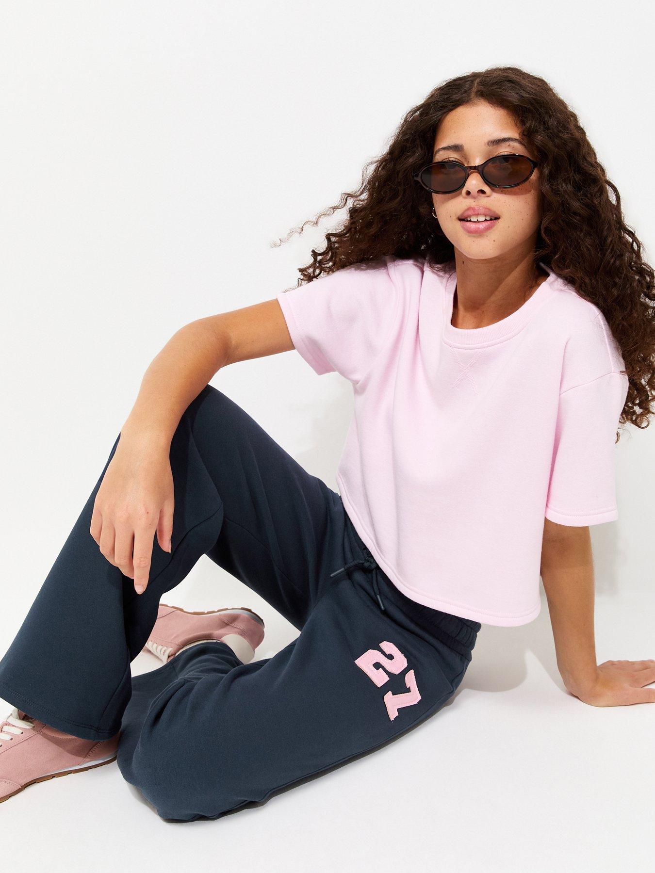 Image 3 of 5 of New Look 915 Girls Navy Cotton Rich Logo Patch Straight Leg Joggers