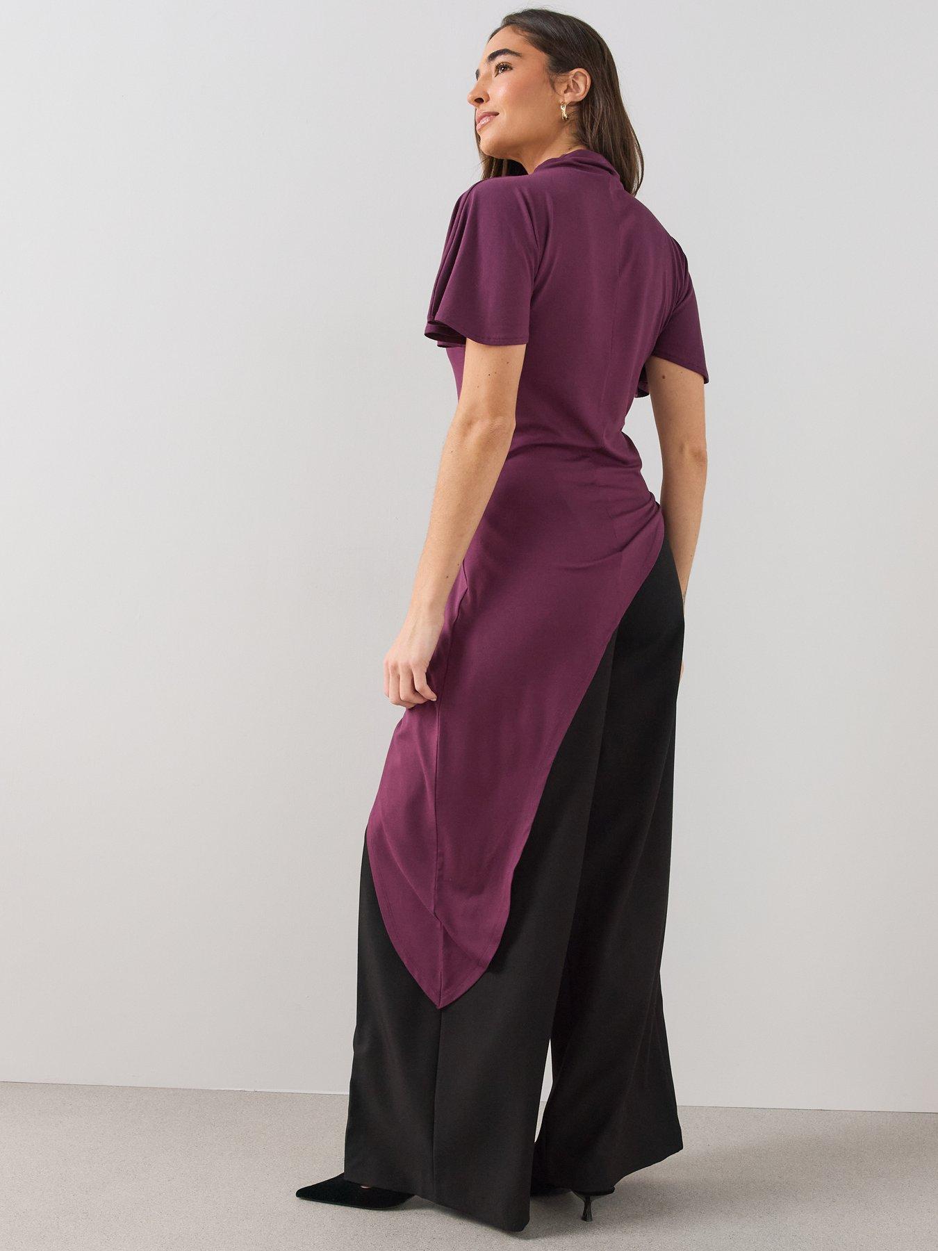 Image 2 of 7 of The Very Collection Womens High Neck Asymmetric Longline Blouse - Red