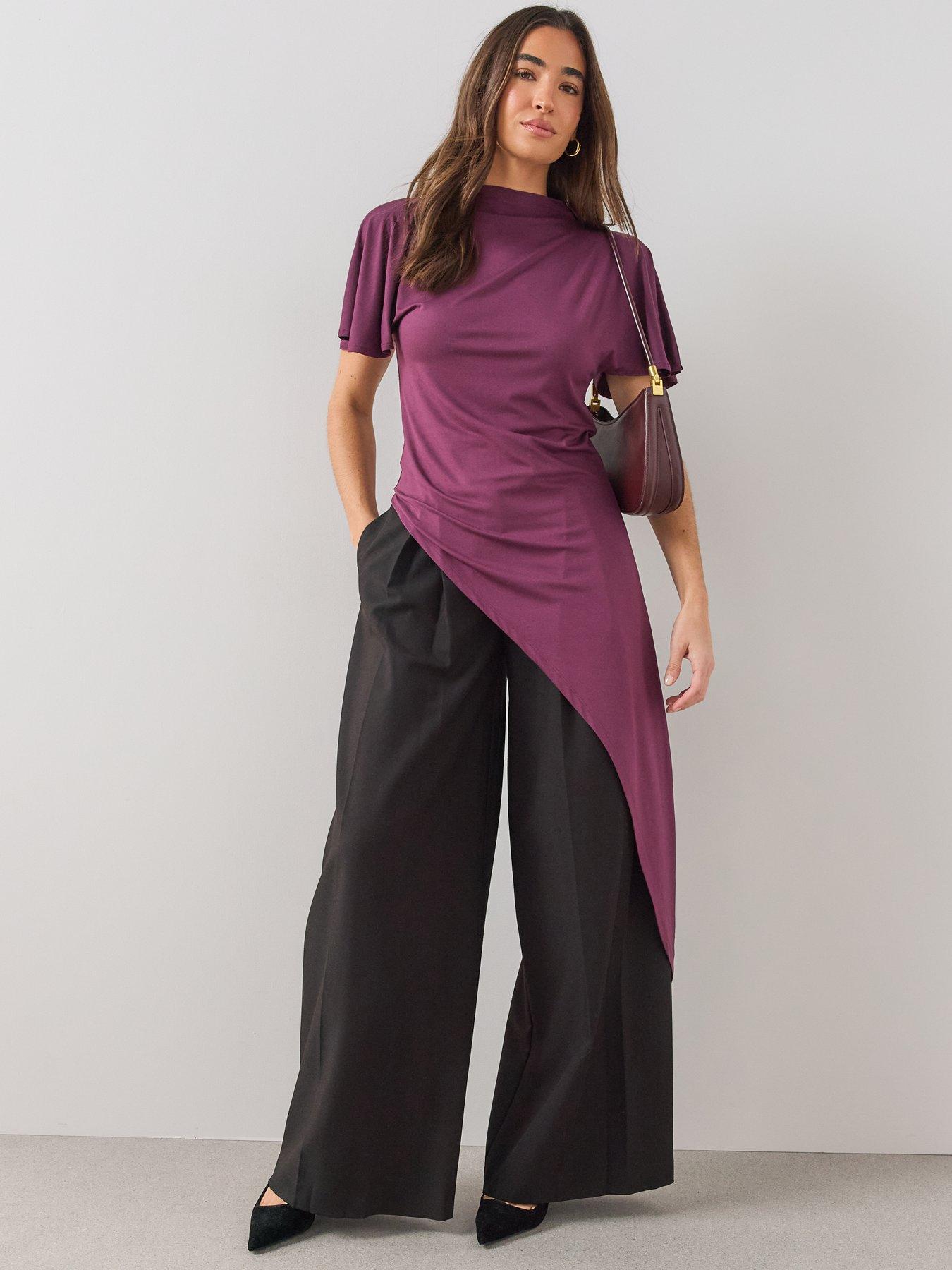 Image 6 of 7 of The Very Collection Womens High Neck Asymmetric Longline Blouse - Red