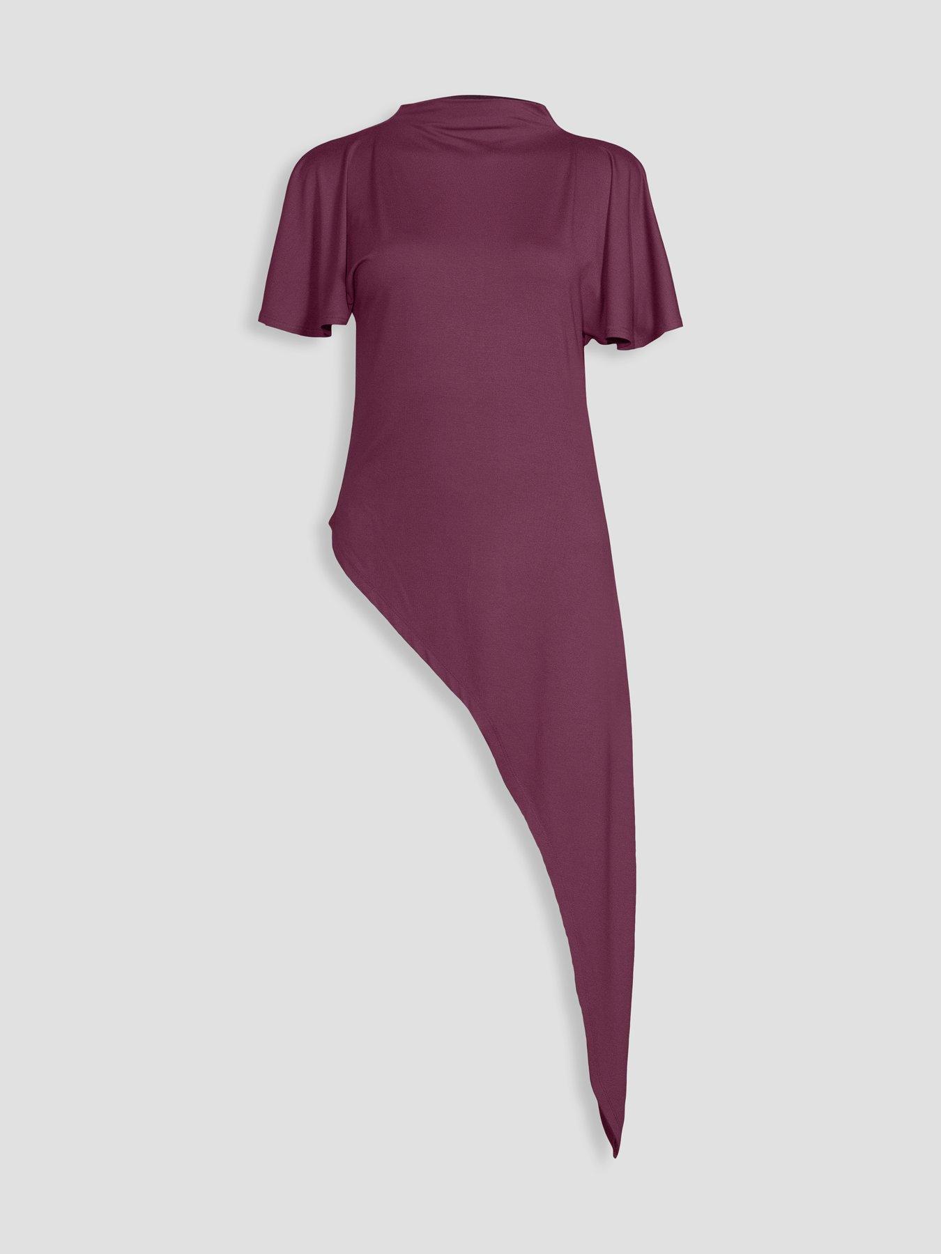 Image 7 of 7 of The Very Collection Womens High Neck Asymmetric Longline Blouse - Red