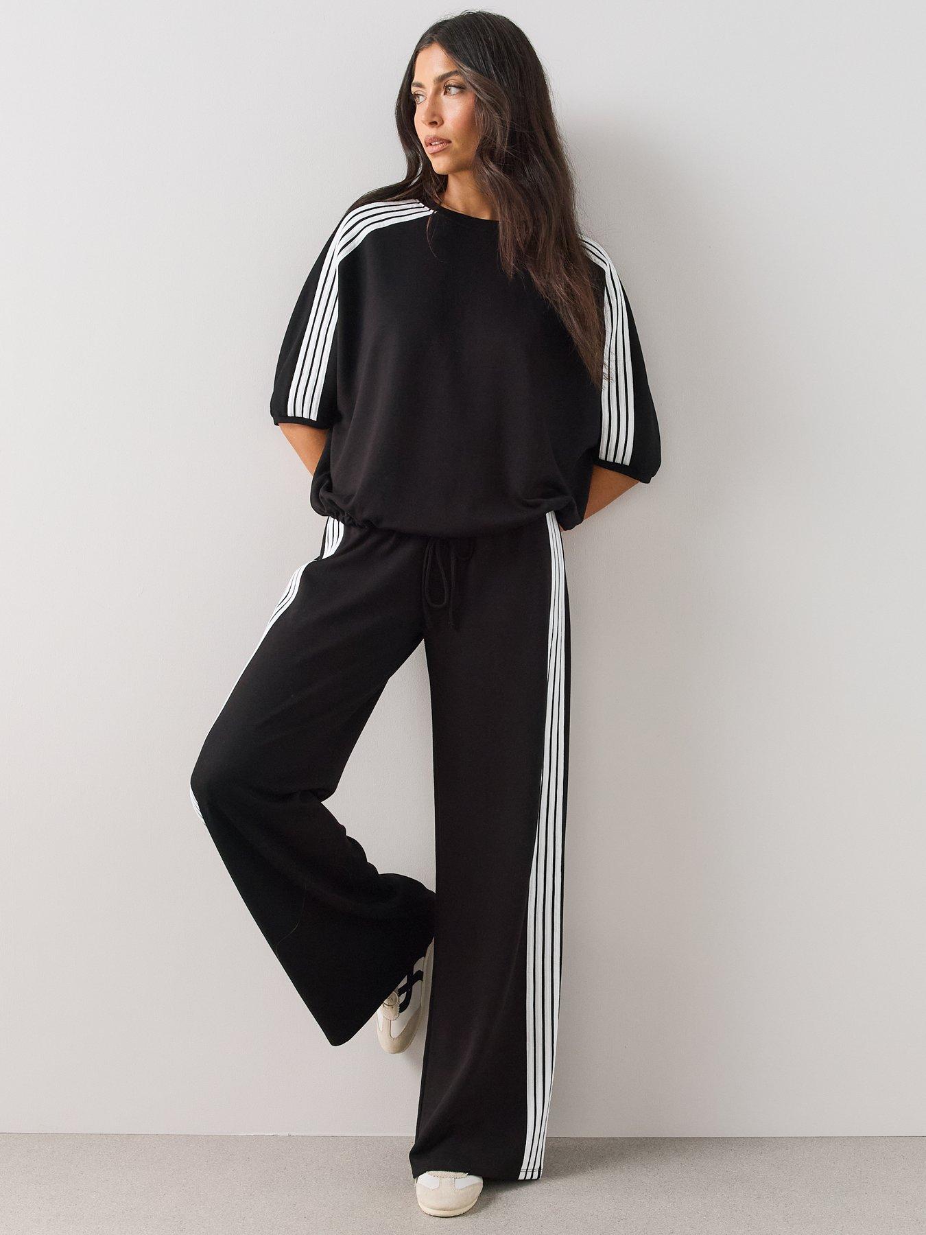 Image 3 of 6 of The Very Collection Women's Side Stripe Wide Leg Trousers Co ord - Black