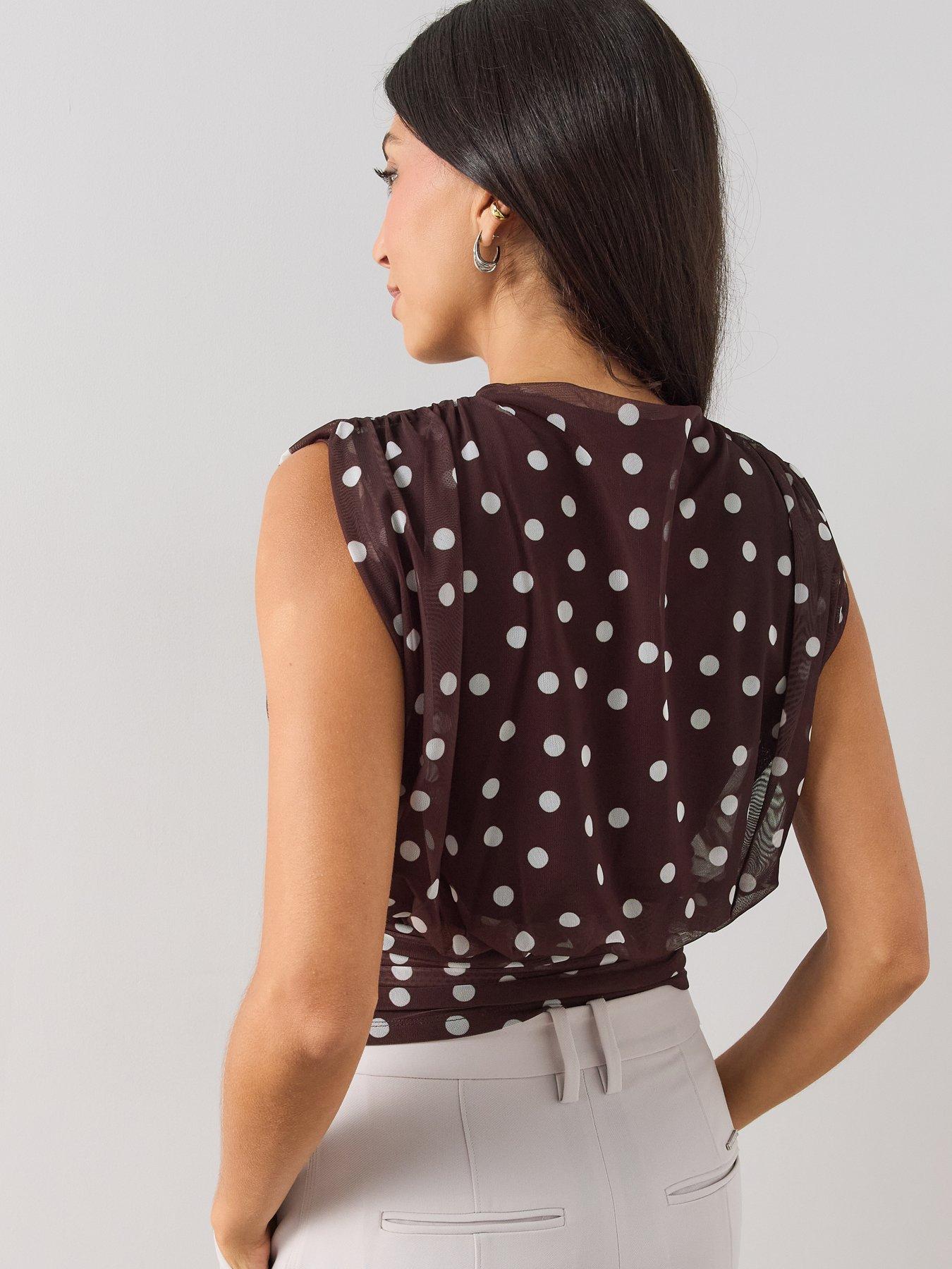 Image 2 of 6 of The Very Collection Ruched Waist Mesh Top - Brown