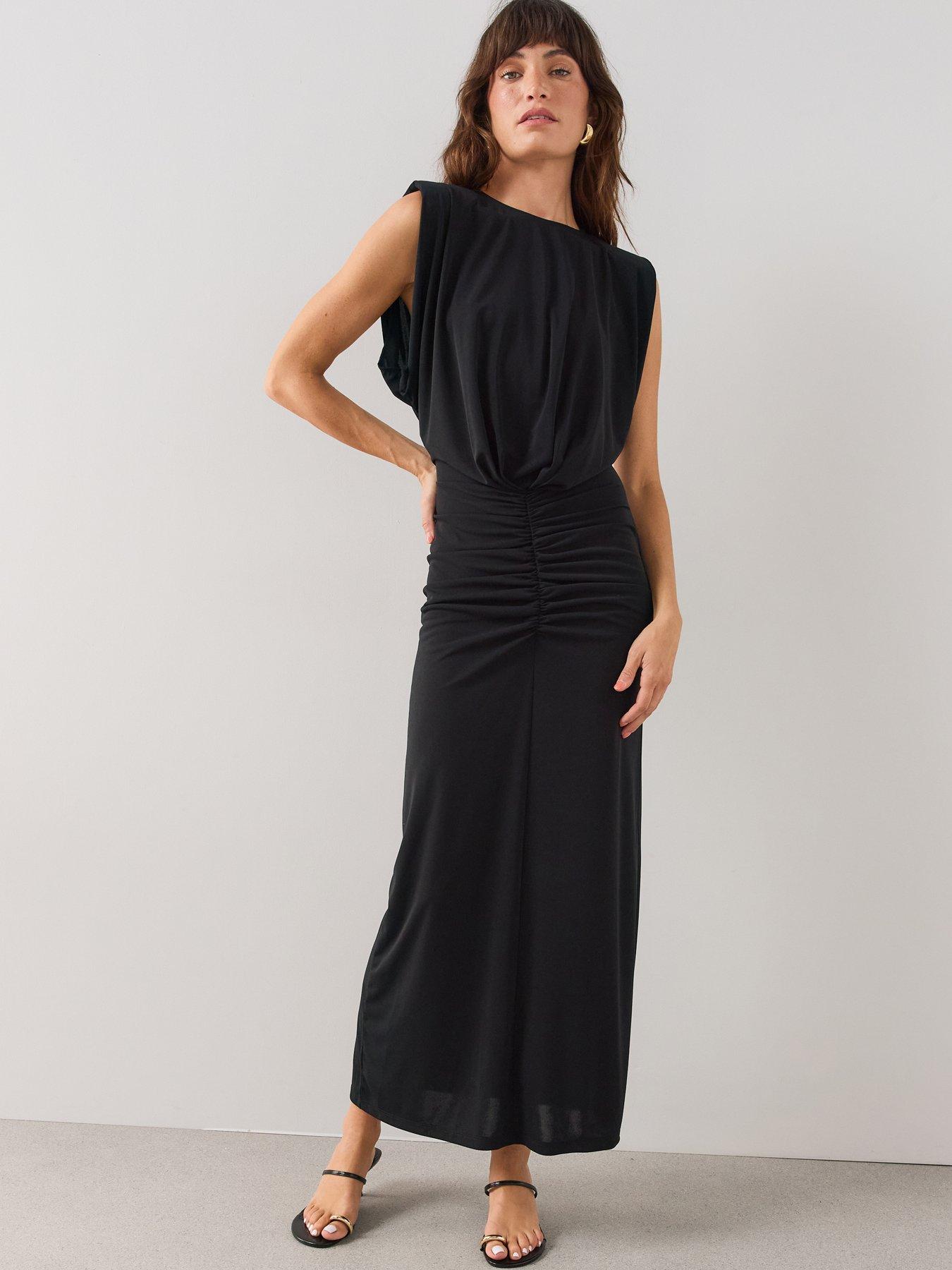 The Very Collection Ruched Waist Midaxi Dress - Black