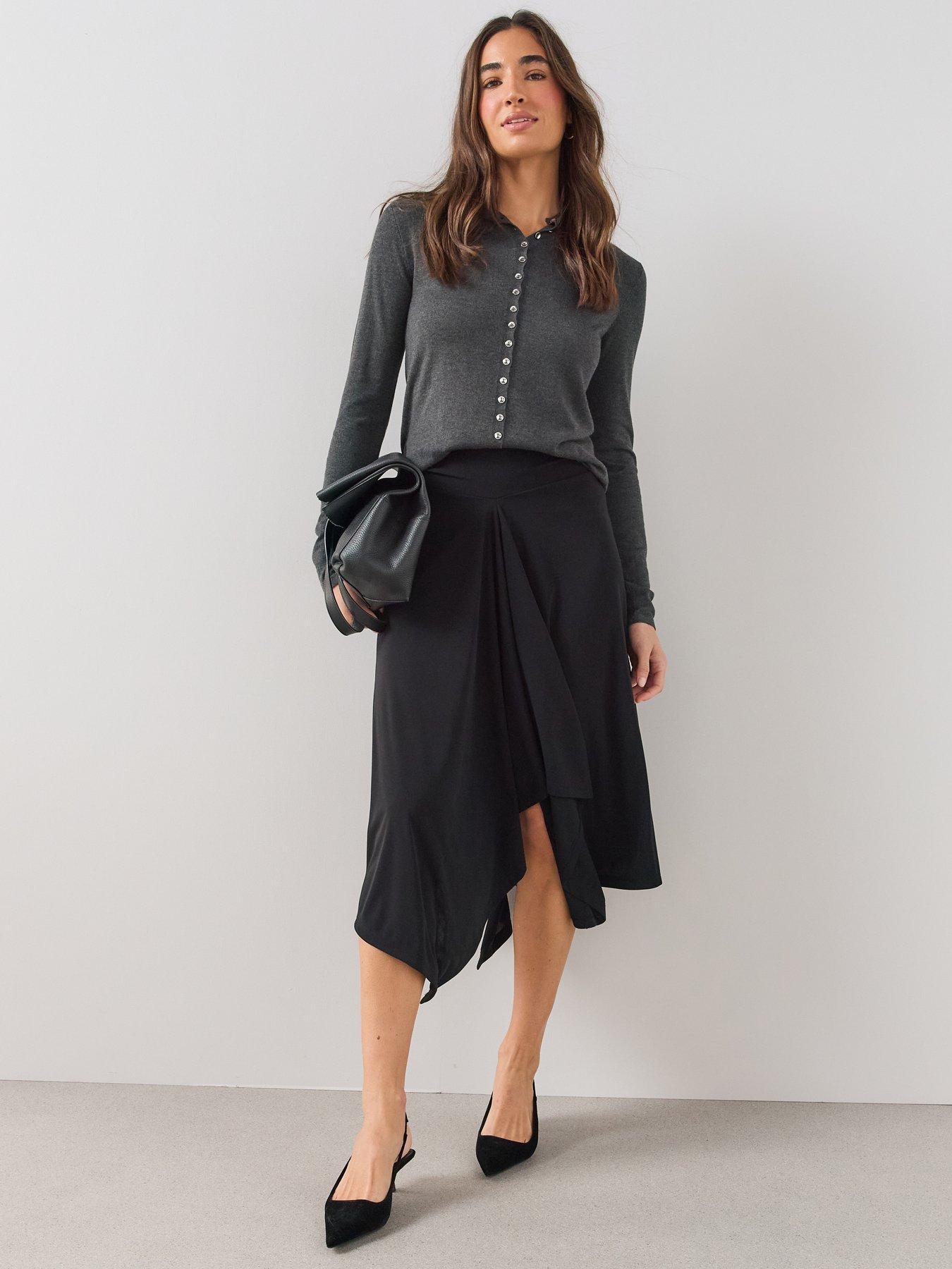 The Very Collection Hanky Hem Midaxi Skirt - Black