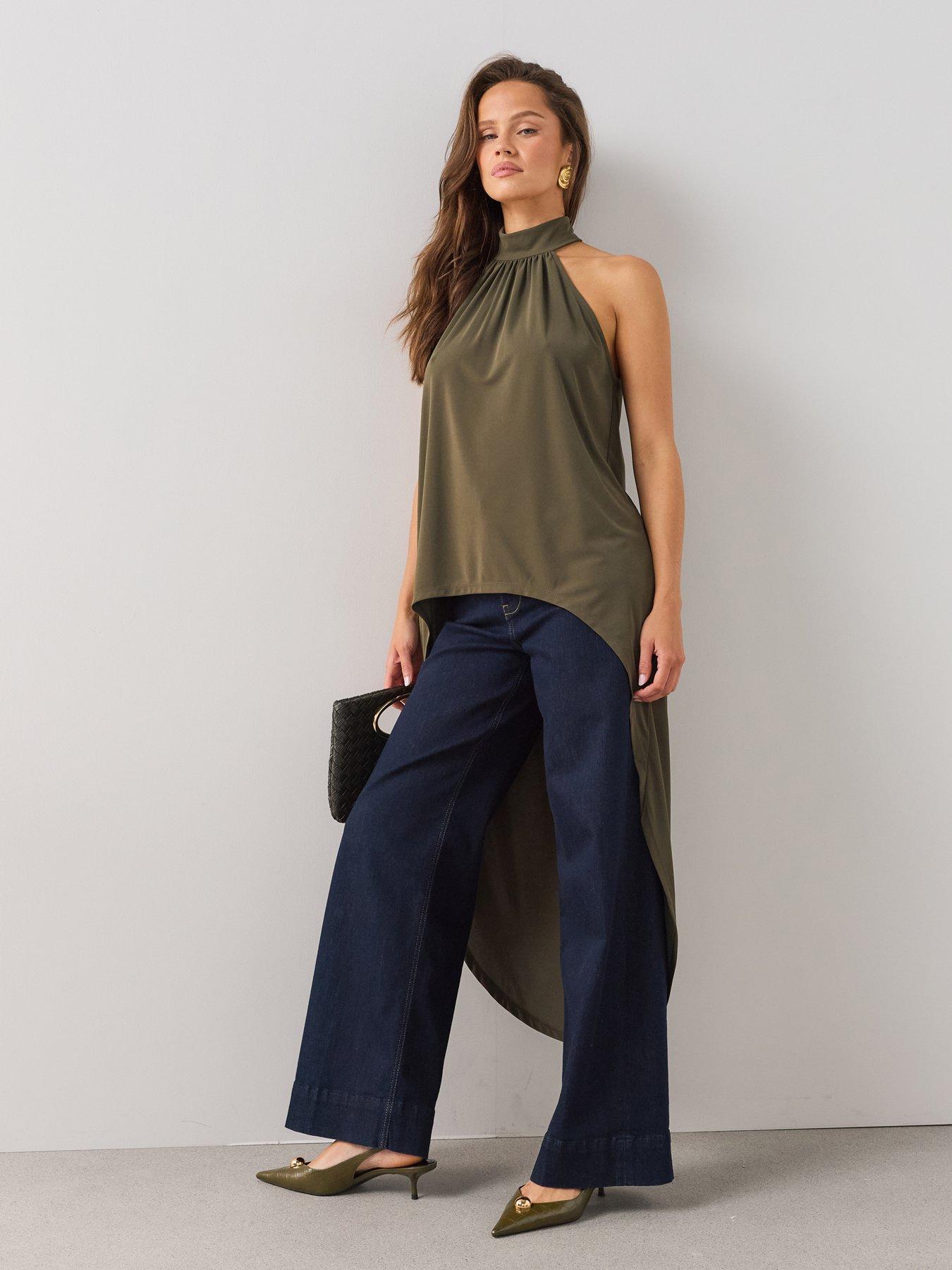 The Very Collection Longline Halter Top - Green