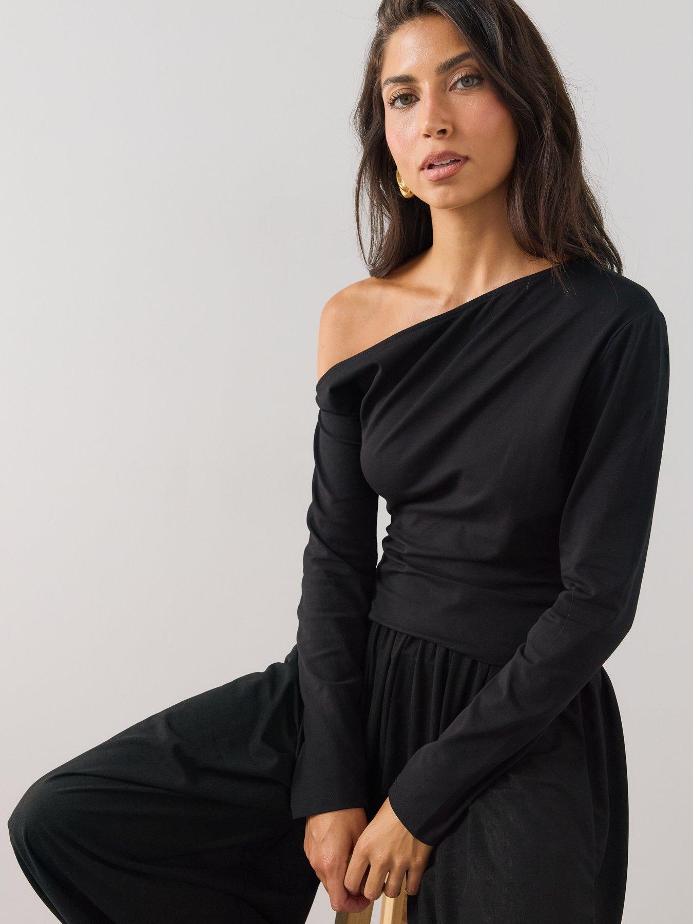 Image 4 of 6 of The Very Collection Off Shoulder Long Sleeve Top - Black