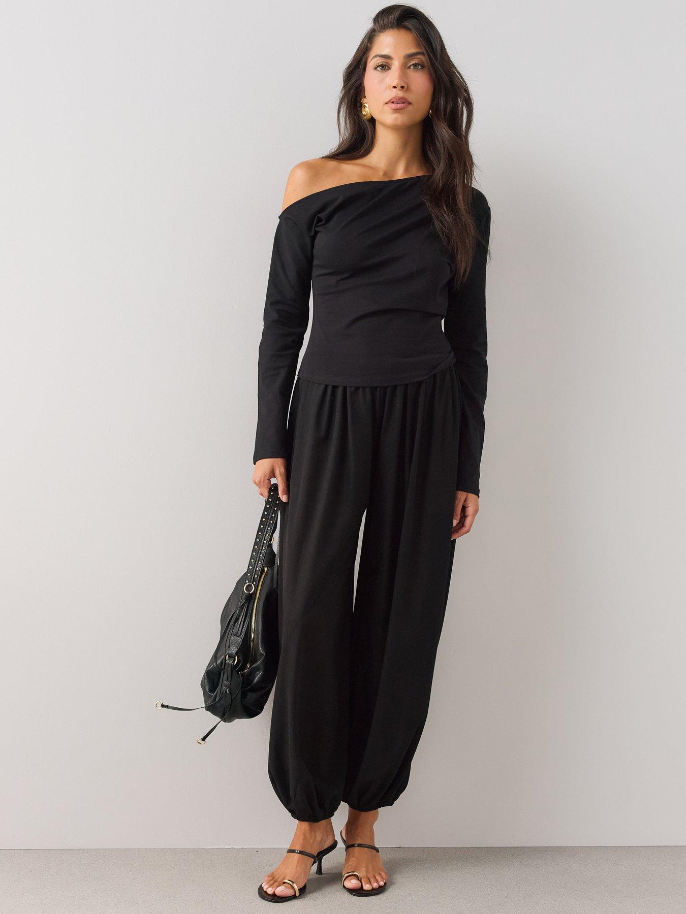 Image 5 of 6 of The Very Collection Off Shoulder Long Sleeve Top - Black