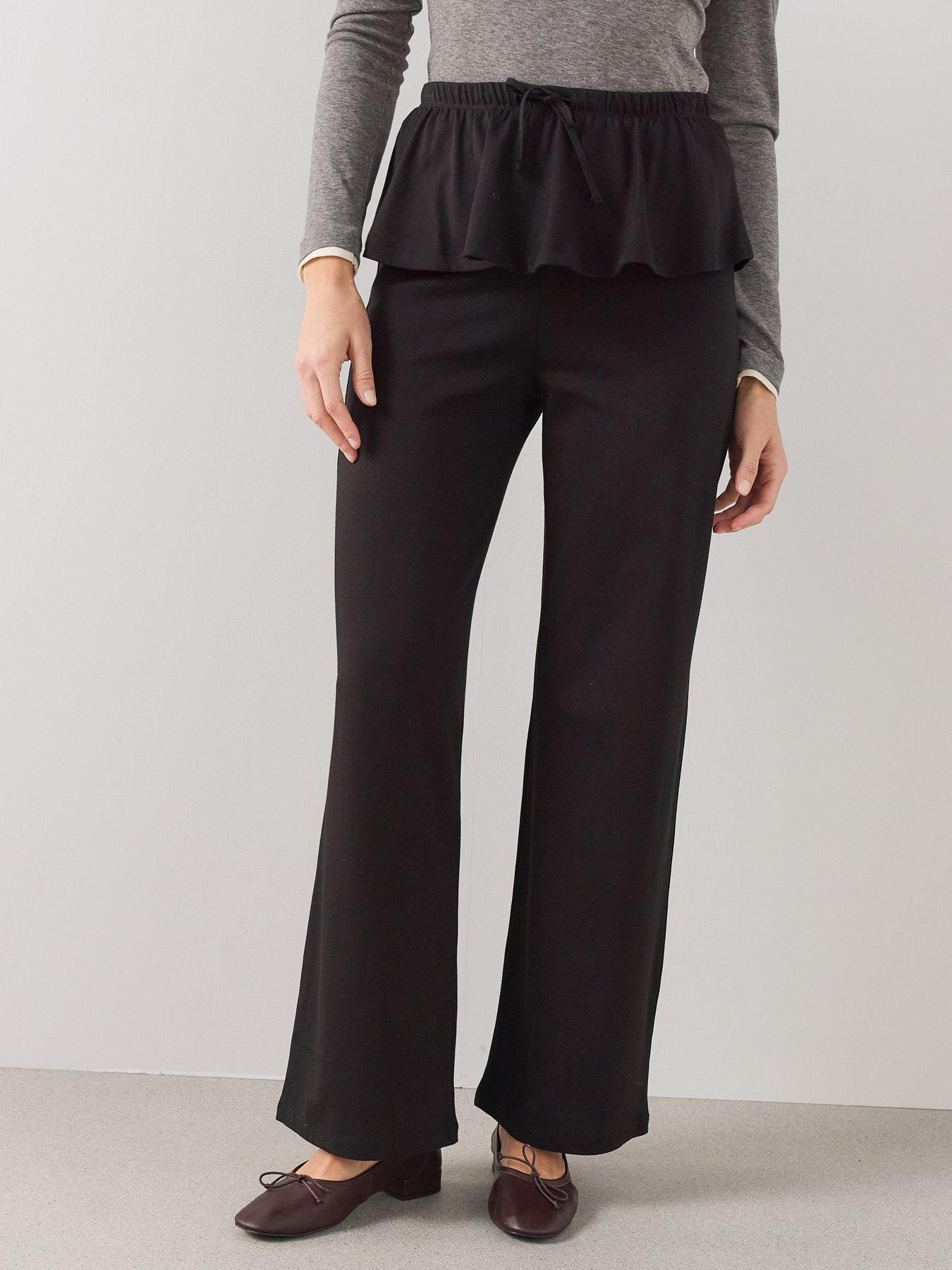 Image 4 of 5 of The Very Collection Frill Wide Leg Trouser&nbsp;- Black