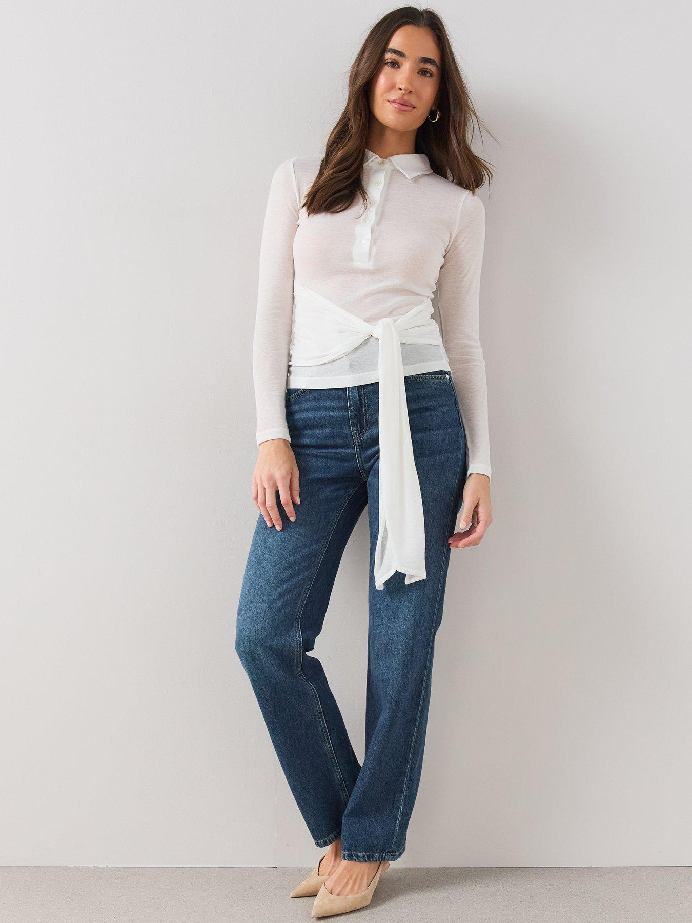 Image 5 of 6 of The Very Collection Button Up Sheer Wrap Top - Ecru