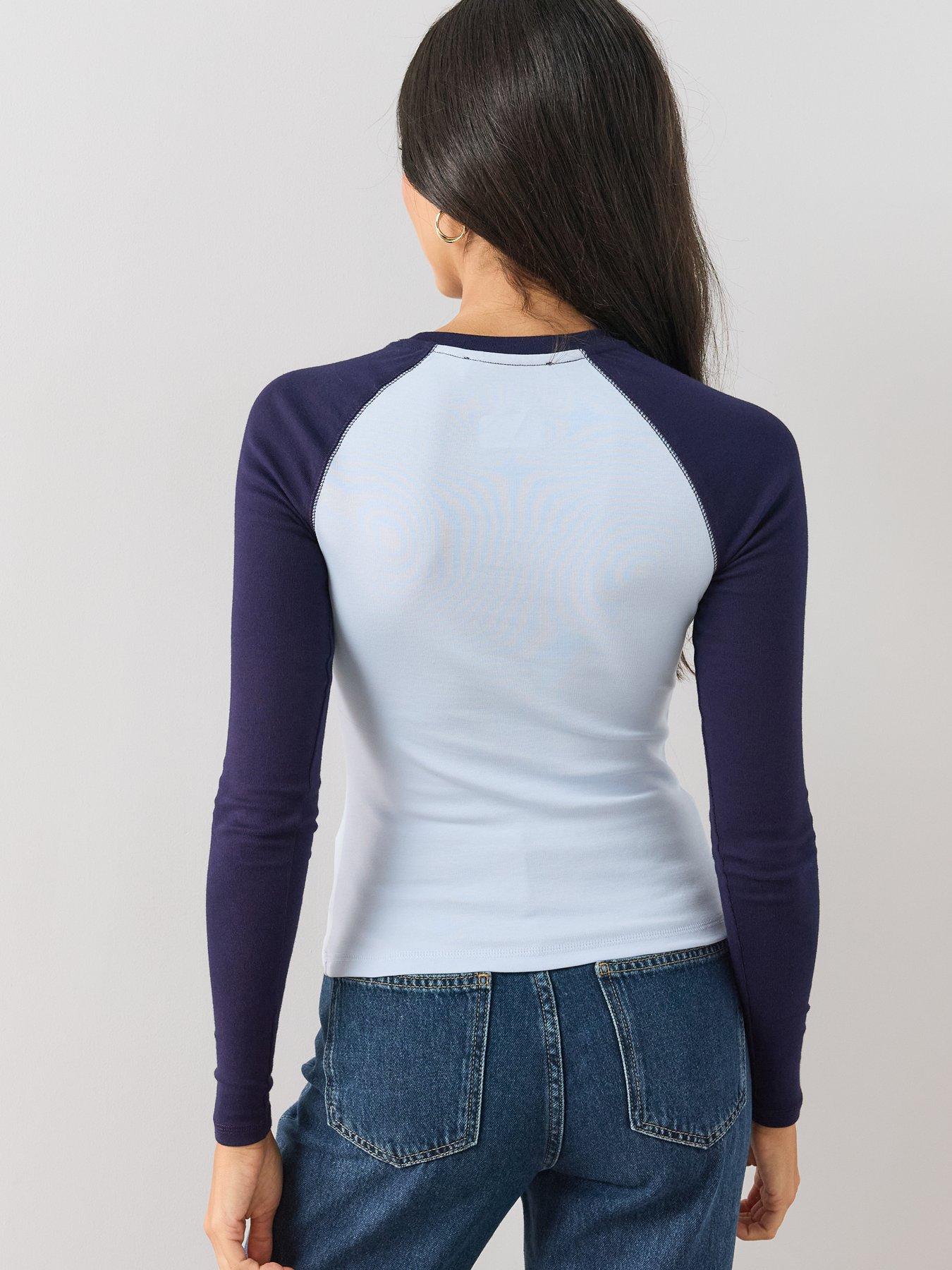 Image 2 of 6 of The Very Collection Raglan Long Sleeve Top - Blue