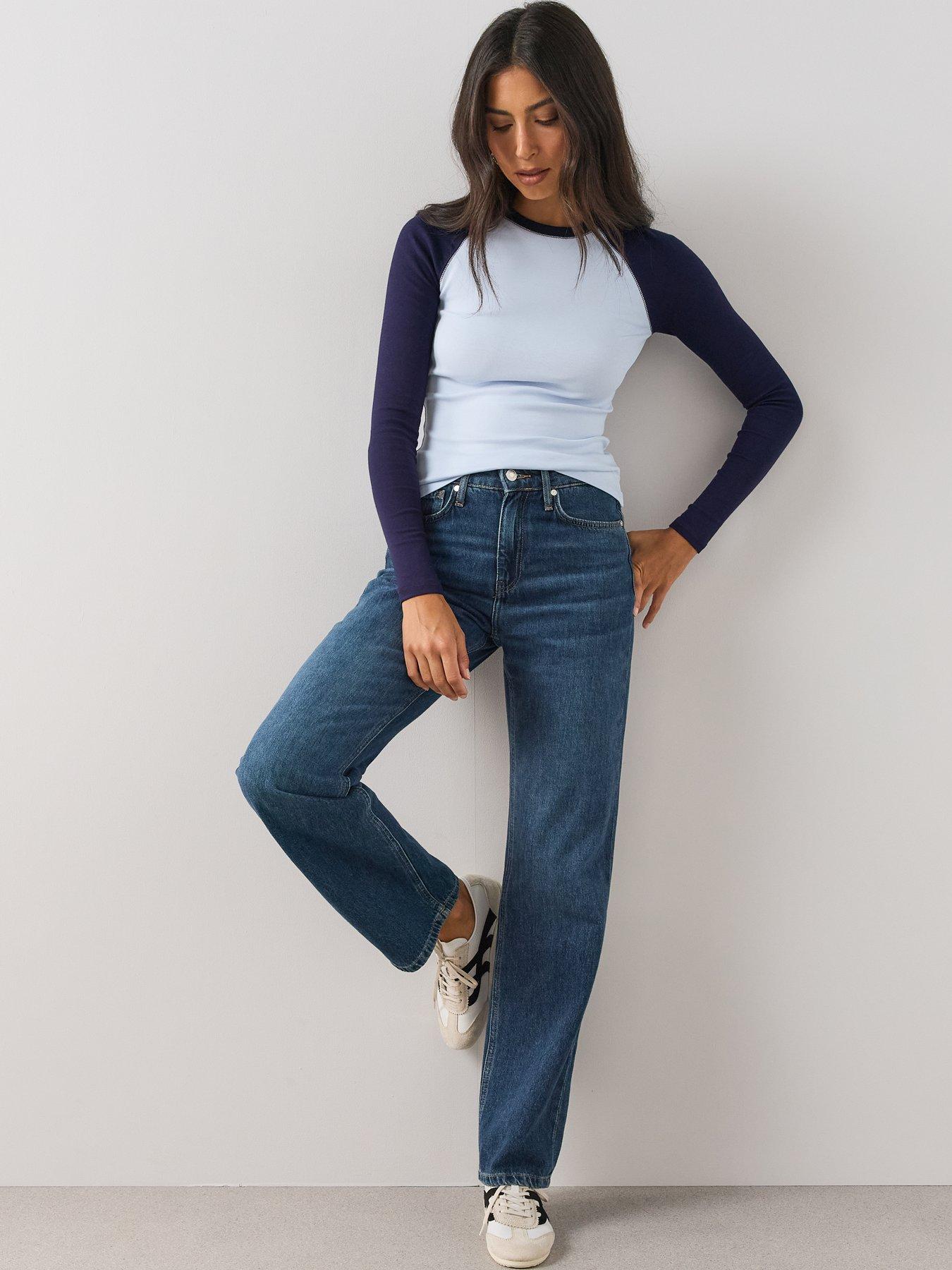 Image 3 of 6 of The Very Collection Raglan Long Sleeve Top - Blue