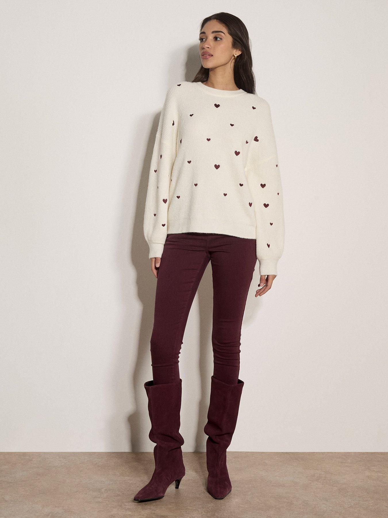 Image 3 of 4 of Apricot Embroidered Heart Jumper - Cream