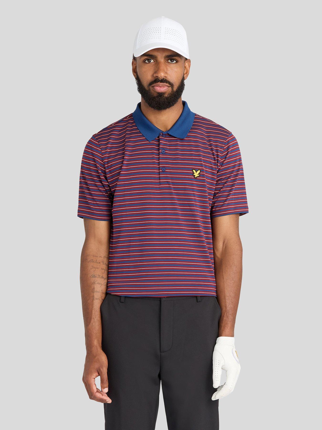 Lyle & Scott Golf Mens Golf Striped Polo - Red