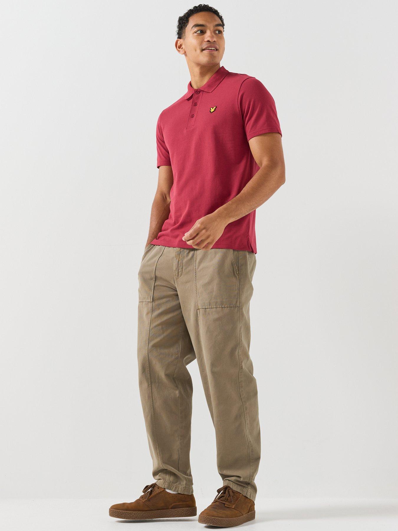 Image 3 of 5 of Lyle & Scott Golf Mens Short Sleeve Button Placket Collared Polo Shirt - Red