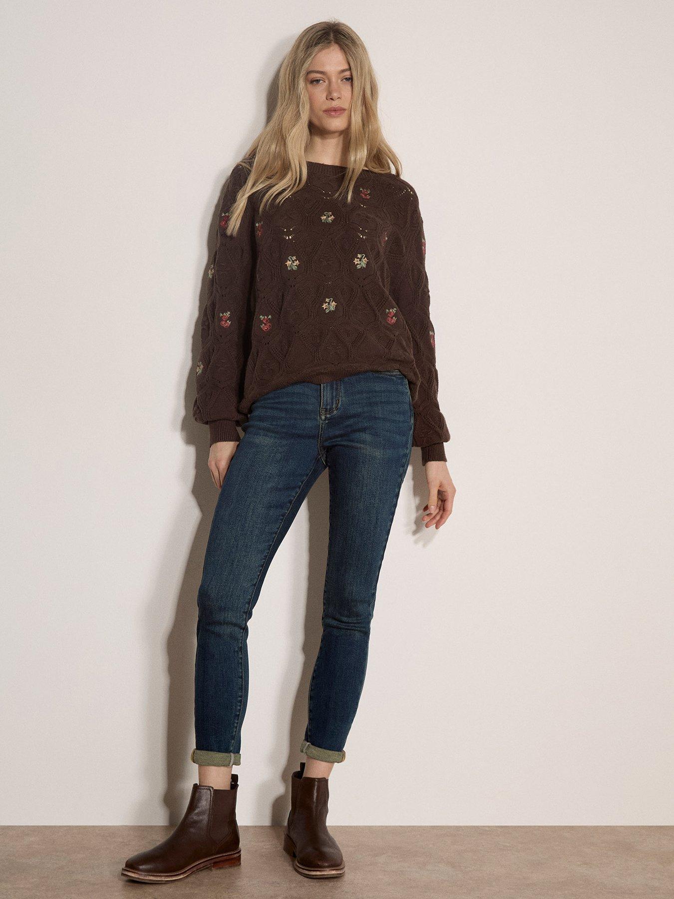 Image 3 of 4 of Apricot Apricot Embriod Flowers Pointelle Jumper