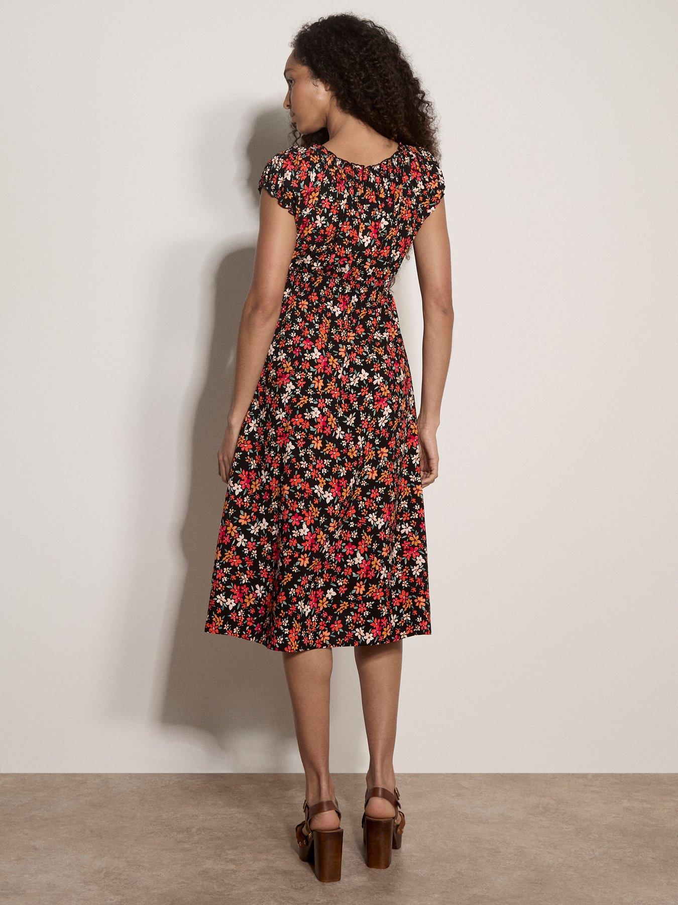 Image 2 of 4 of Apricot Milkmaid Ditsy Floral Midi Dress - Black