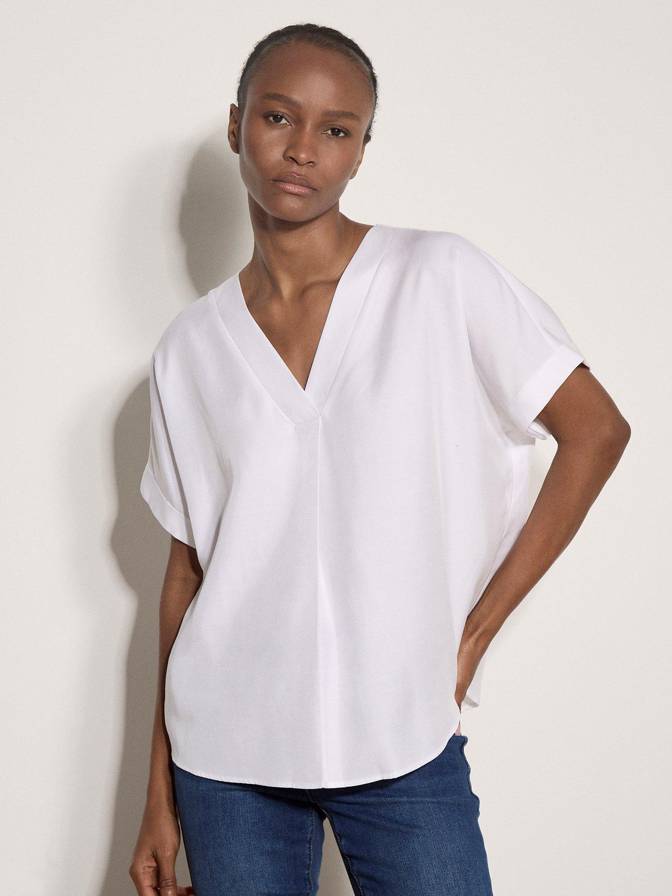 Apricot Luxe Pleat Front V-Neck Top - White