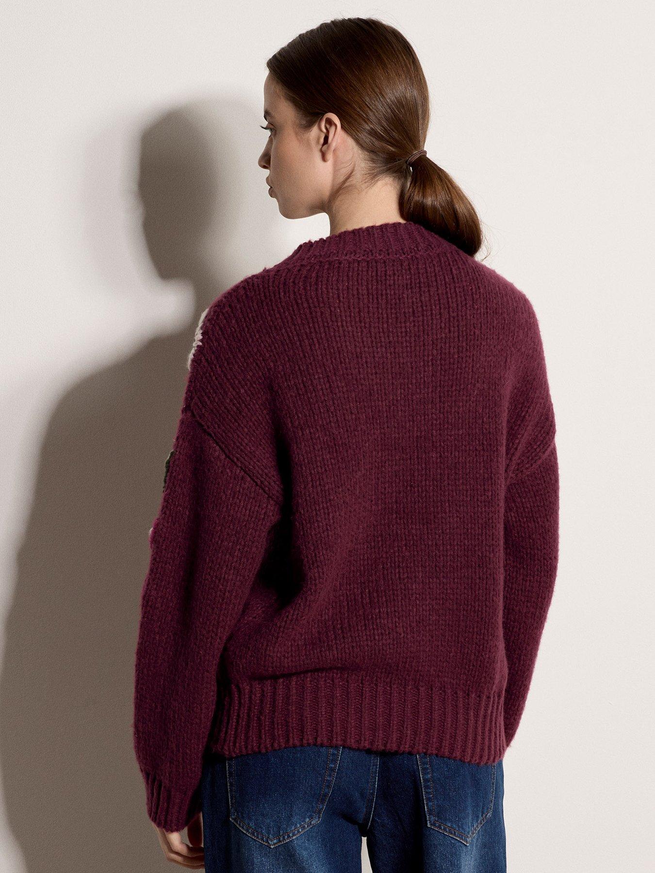 Image 2 of 4 of Apricot Embroidered Floral Sleeve Jumper - Red