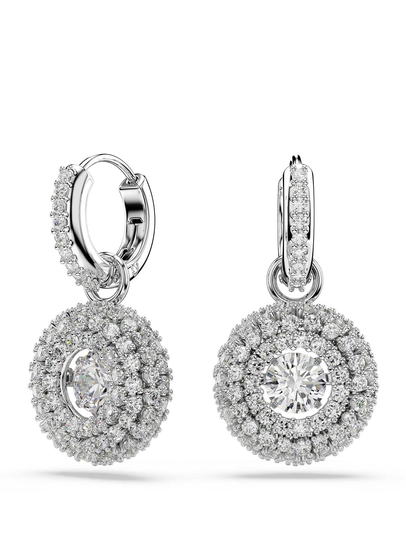 Image 1 of 5 of Swarovski Sublima Drop Earrings - Silver