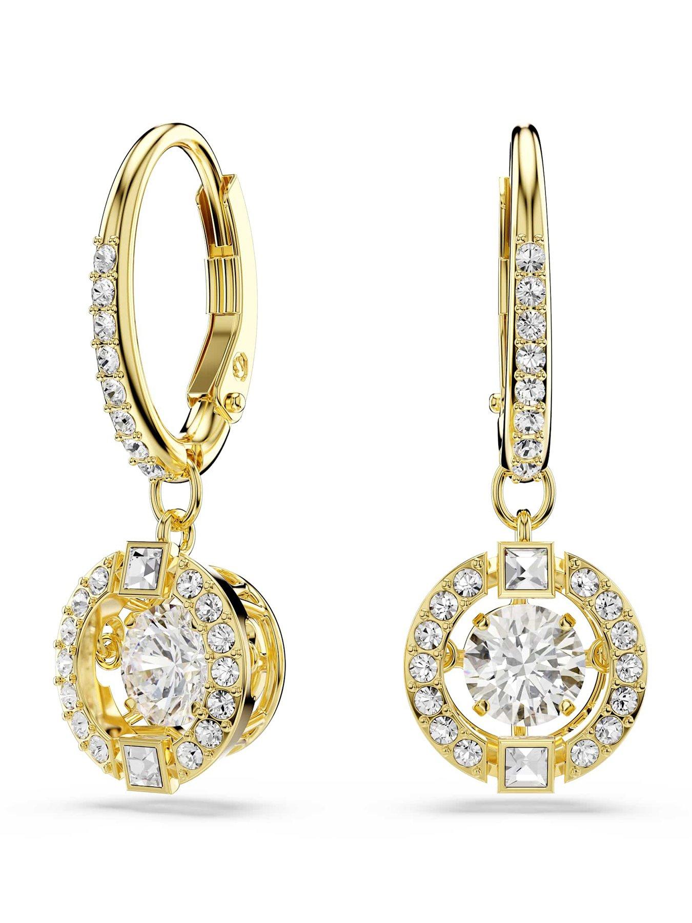 Image 1 of 5 of Swarovski Una Angelic Drop Earrings - Gold