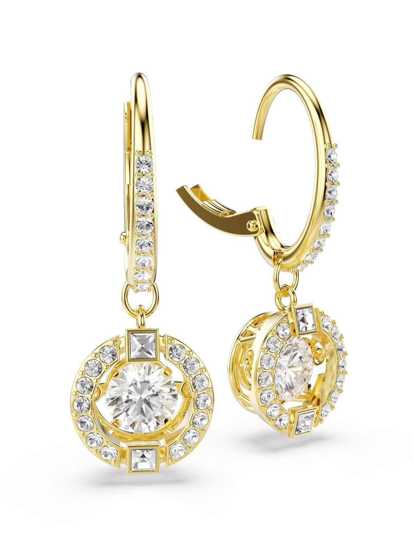 Image 3 of 5 of Swarovski Una Angelic Drop Earrings - Gold
