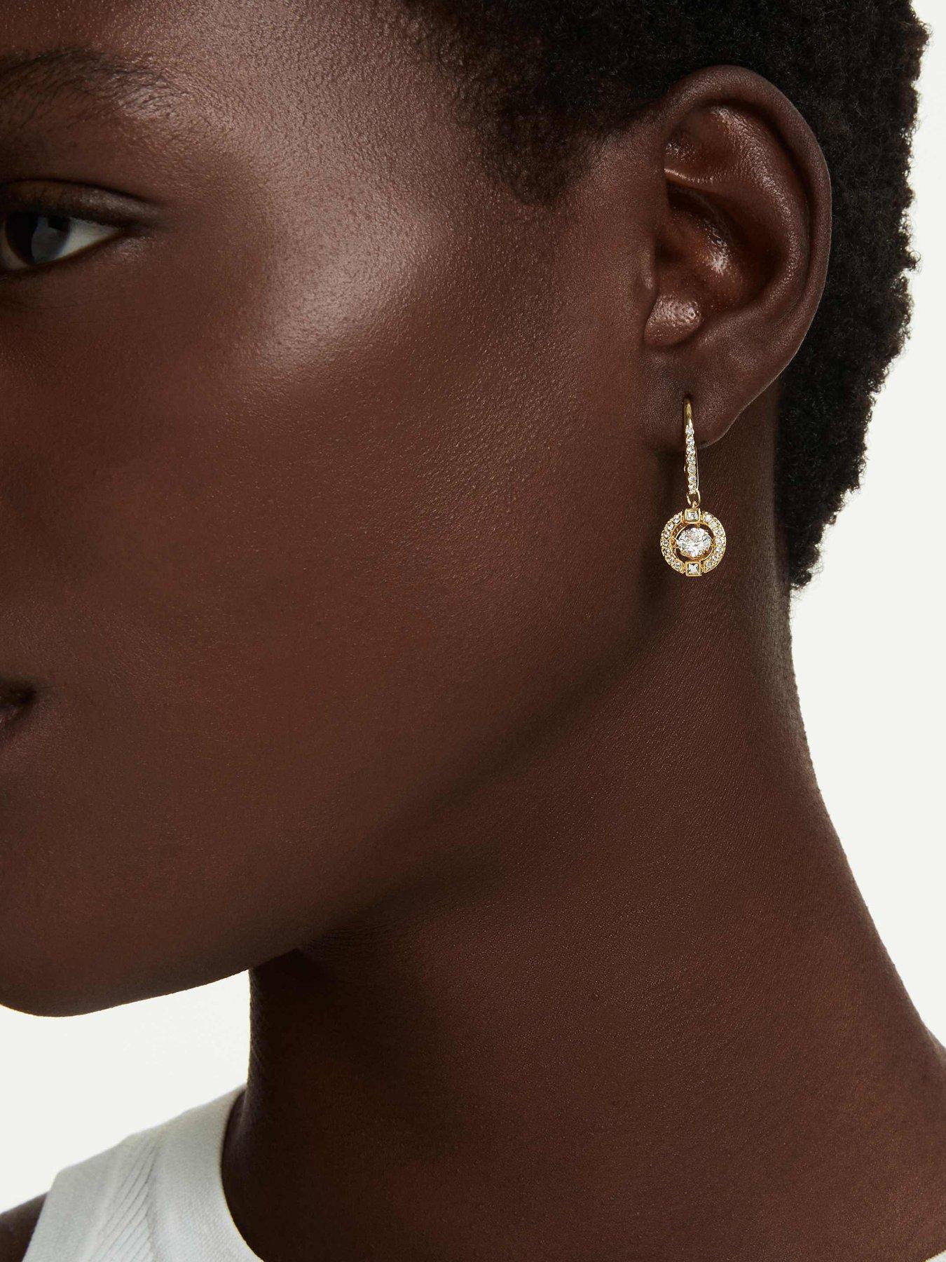 Image 5 of 5 of Swarovski Una Angelic Drop Earrings - Gold
