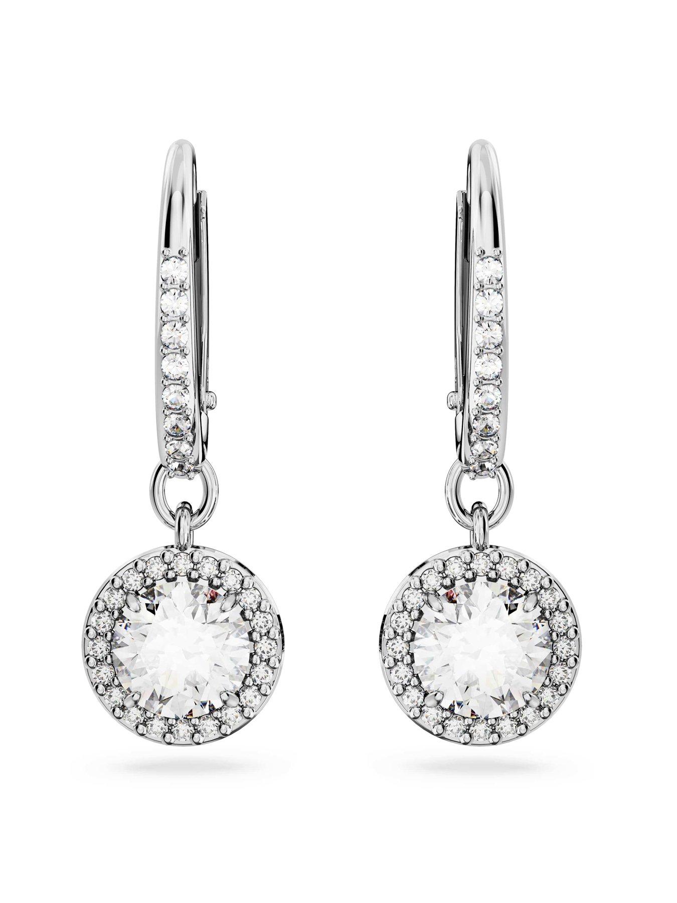 Image 2 of 5 of Swarovski Una Angelic Drop Earrings - Silver