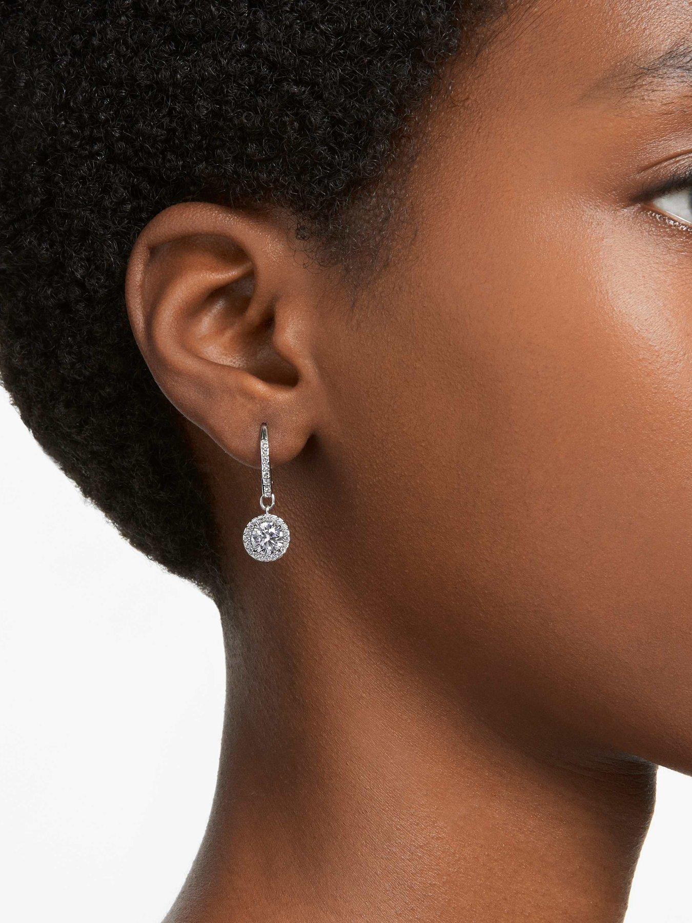 Image 5 of 5 of Swarovski Una Angelic Drop Earrings - Silver
