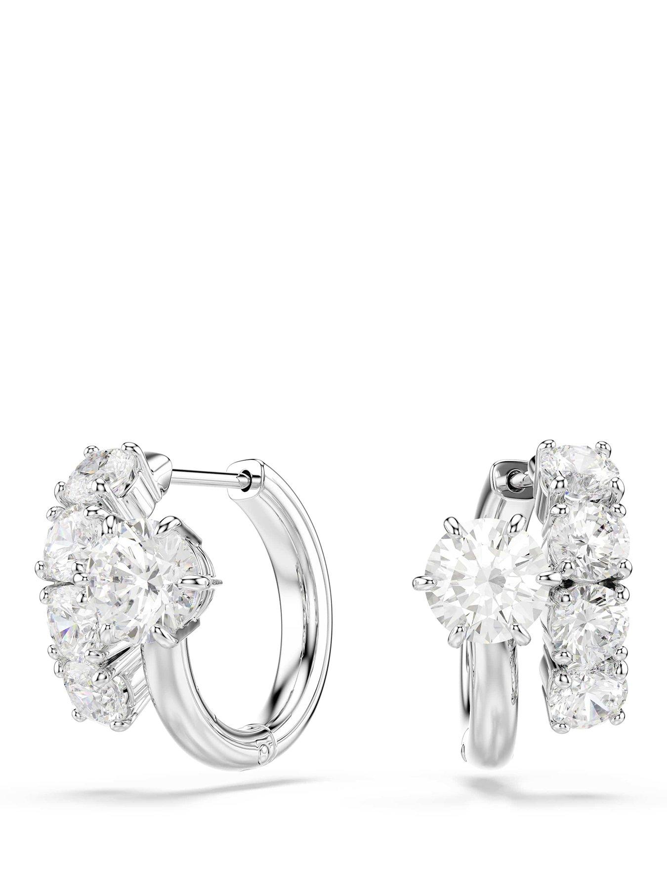 Swarovski Matrix Hoop Earrings - Silver