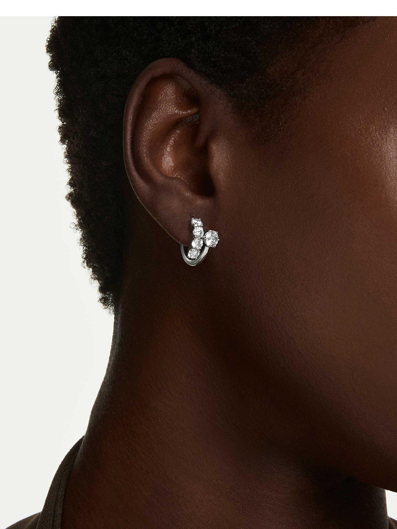 Swarovski Matrix Hoop Earrings - Silver