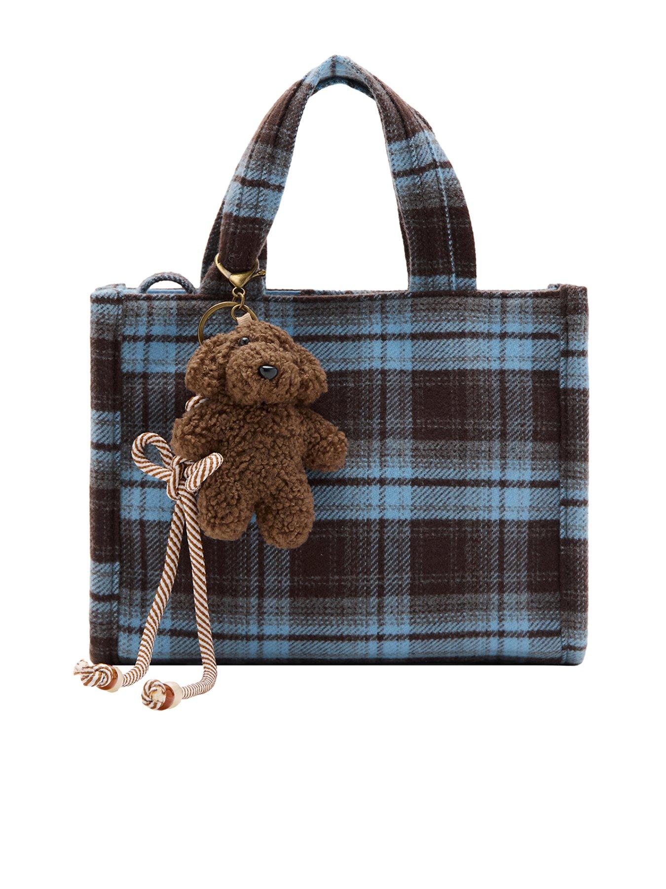 Image 1 of 4 of Mango Girls Bear Check Bag - Brown
