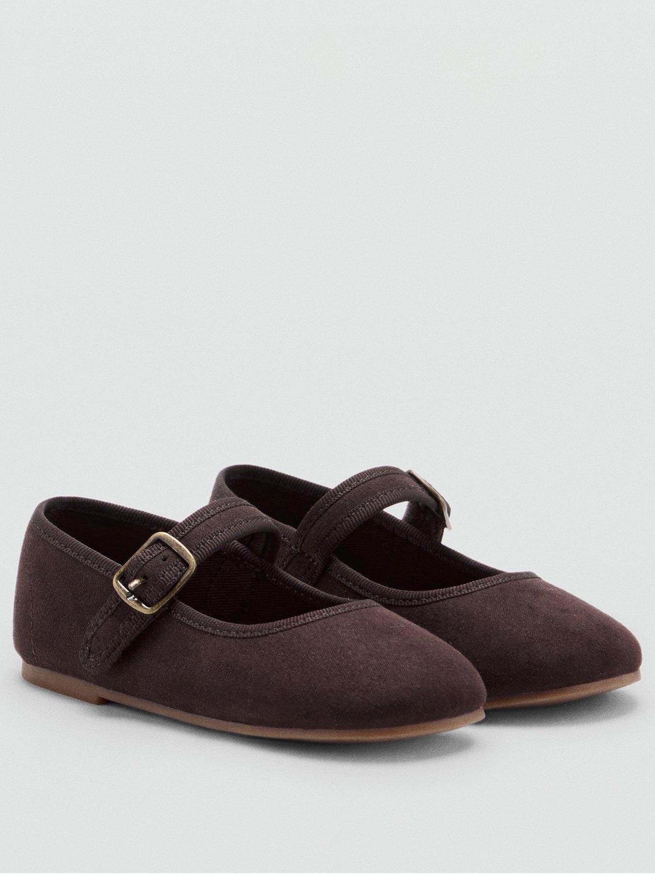 Image 2 of 6 of Mango Younger Girls Suede Effect Ballerina Shoes - Brown