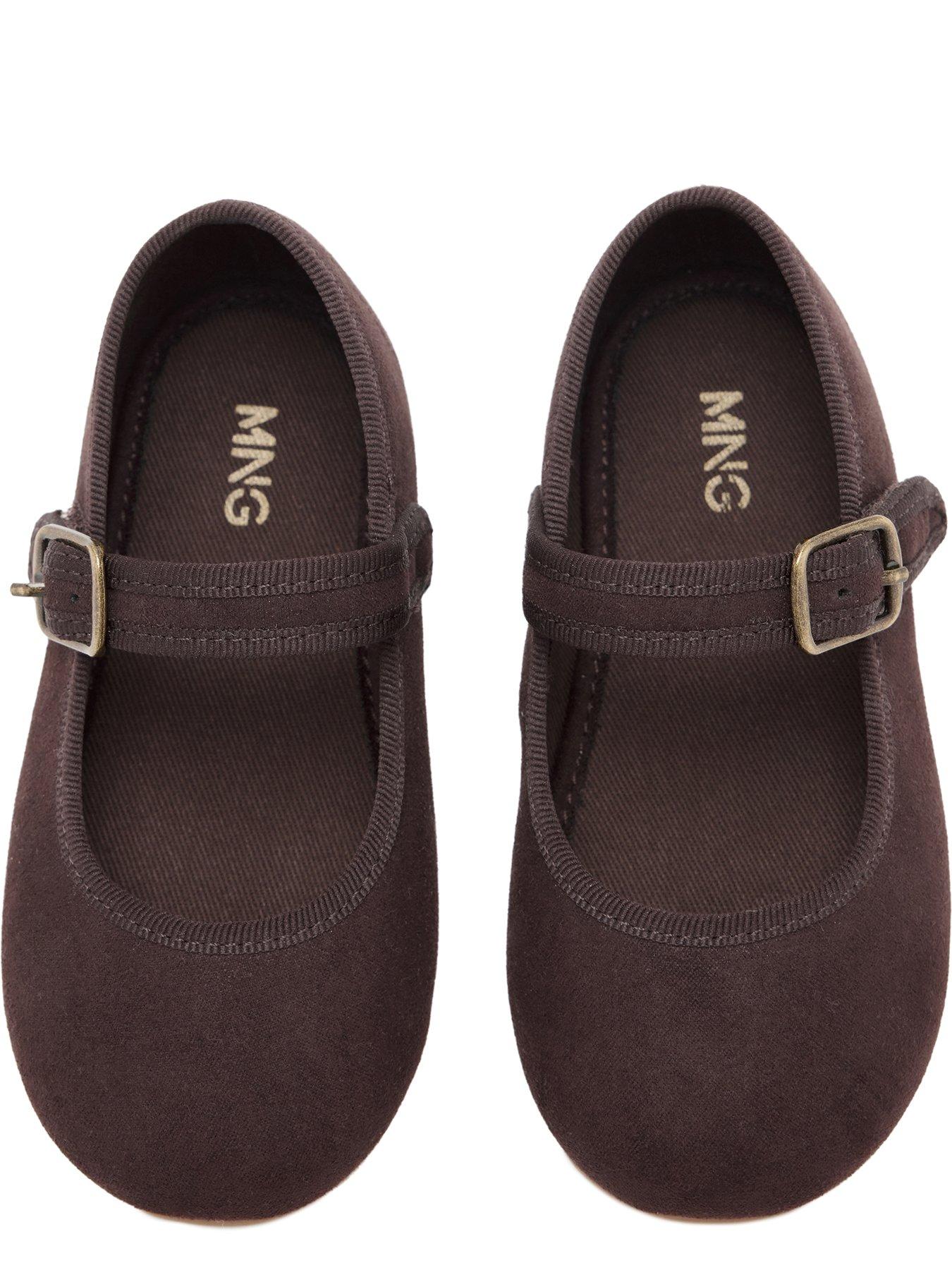 Image 3 of 6 of Mango Younger Girls Suede Effect Ballerina Shoes - Brown