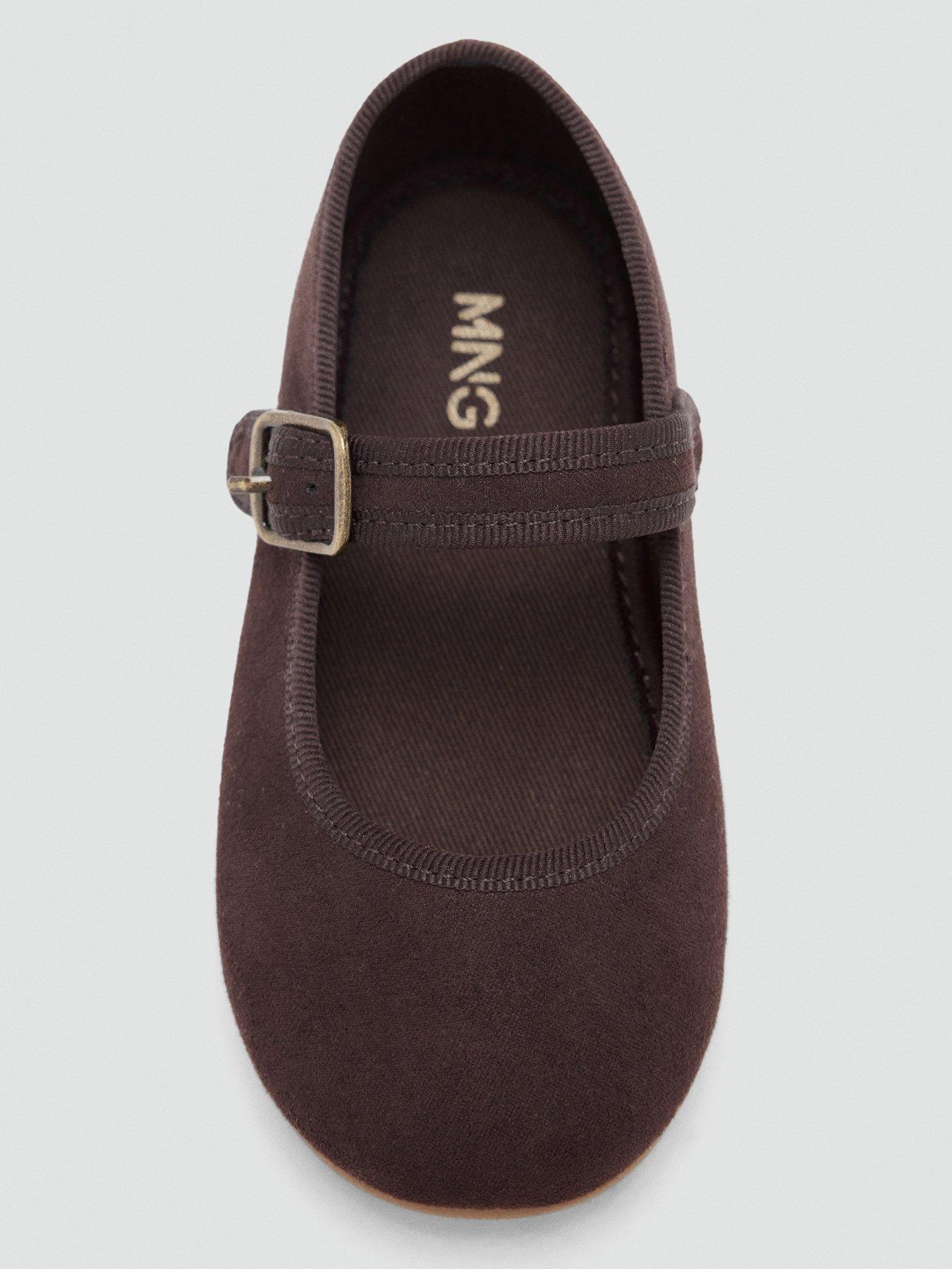 Image 5 of 6 of Mango Younger Girls Suede Effect Ballerina Shoes - Brown