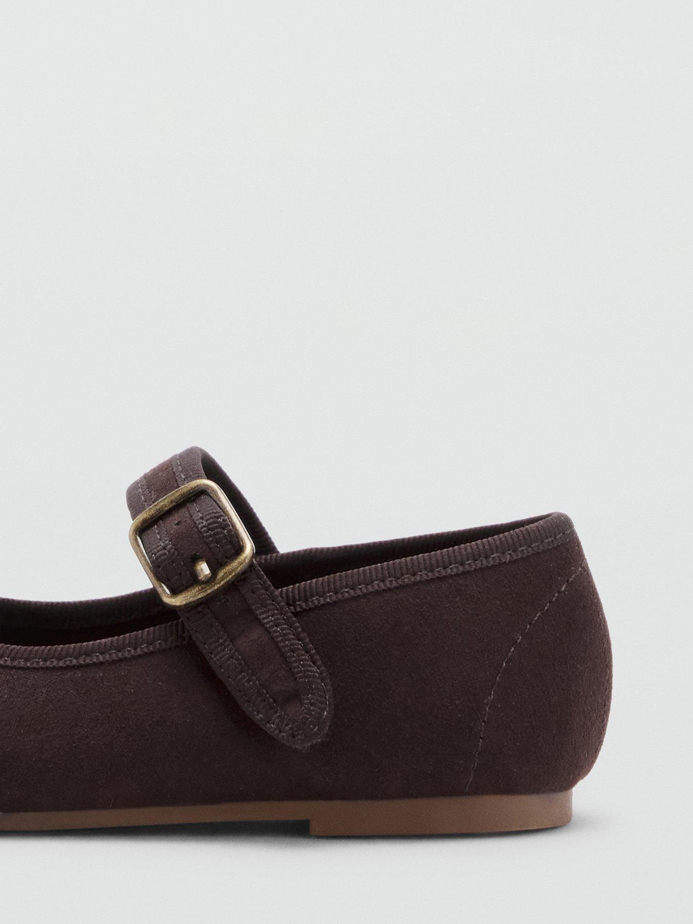 Image 6 of 6 of Mango Younger Girls Suede Effect Ballerina Shoes - Brown