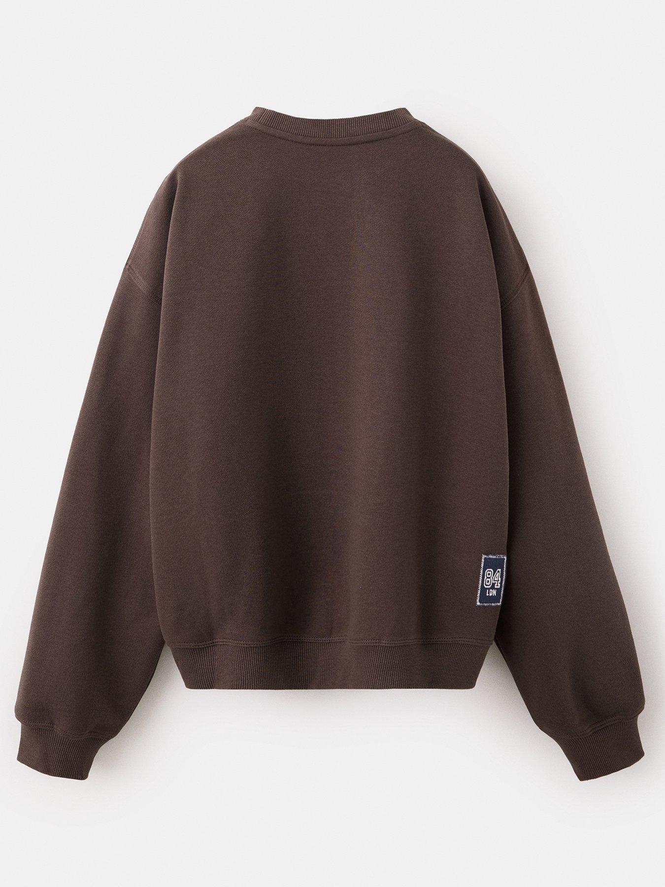Image 3 of 5 of Mango Boys Hackney Embroidered Crew Neck Sweatshirt - Brown