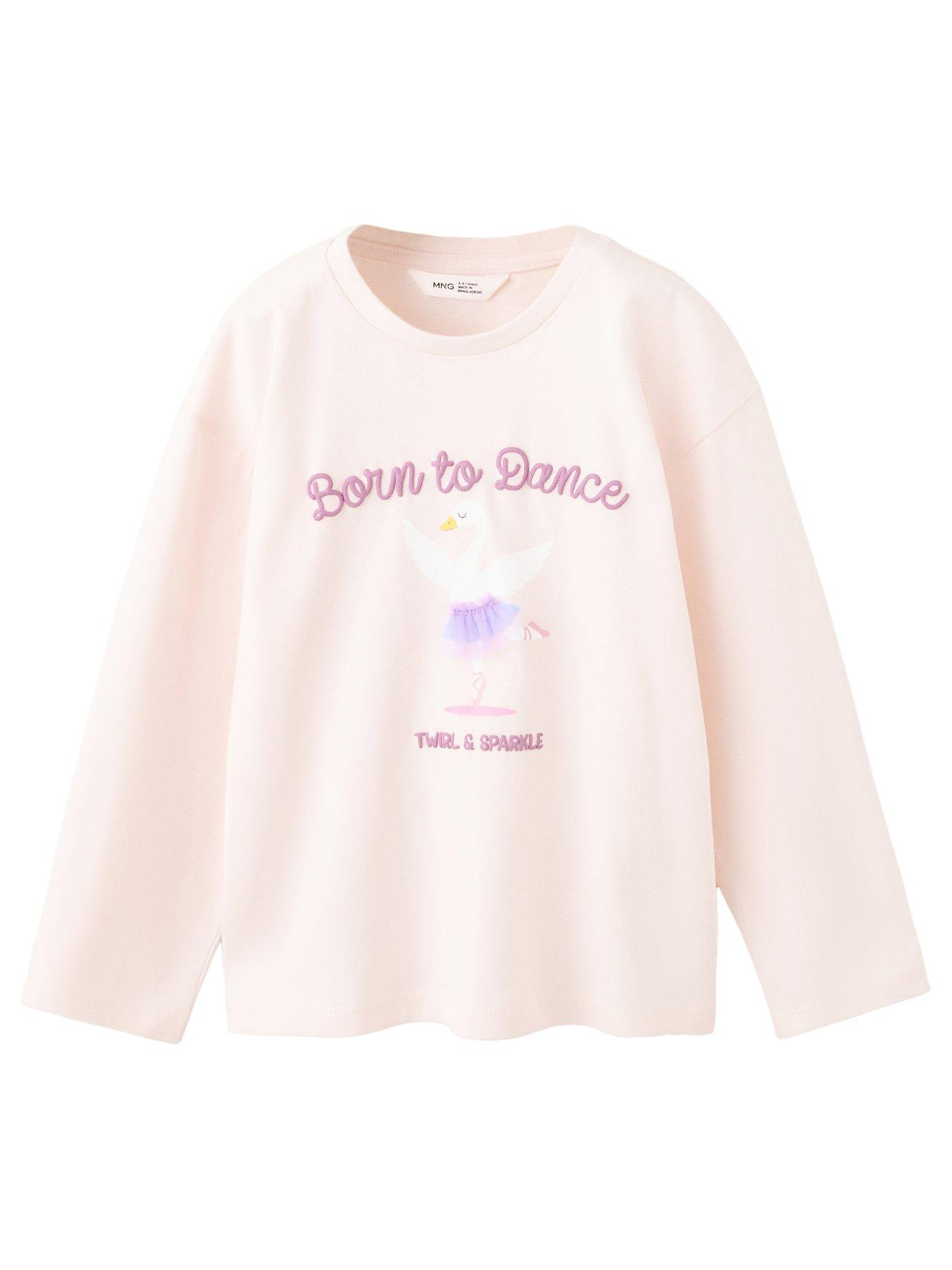 Mango Younger Girls Dance Long Sleeve Tshirt - Light Pink