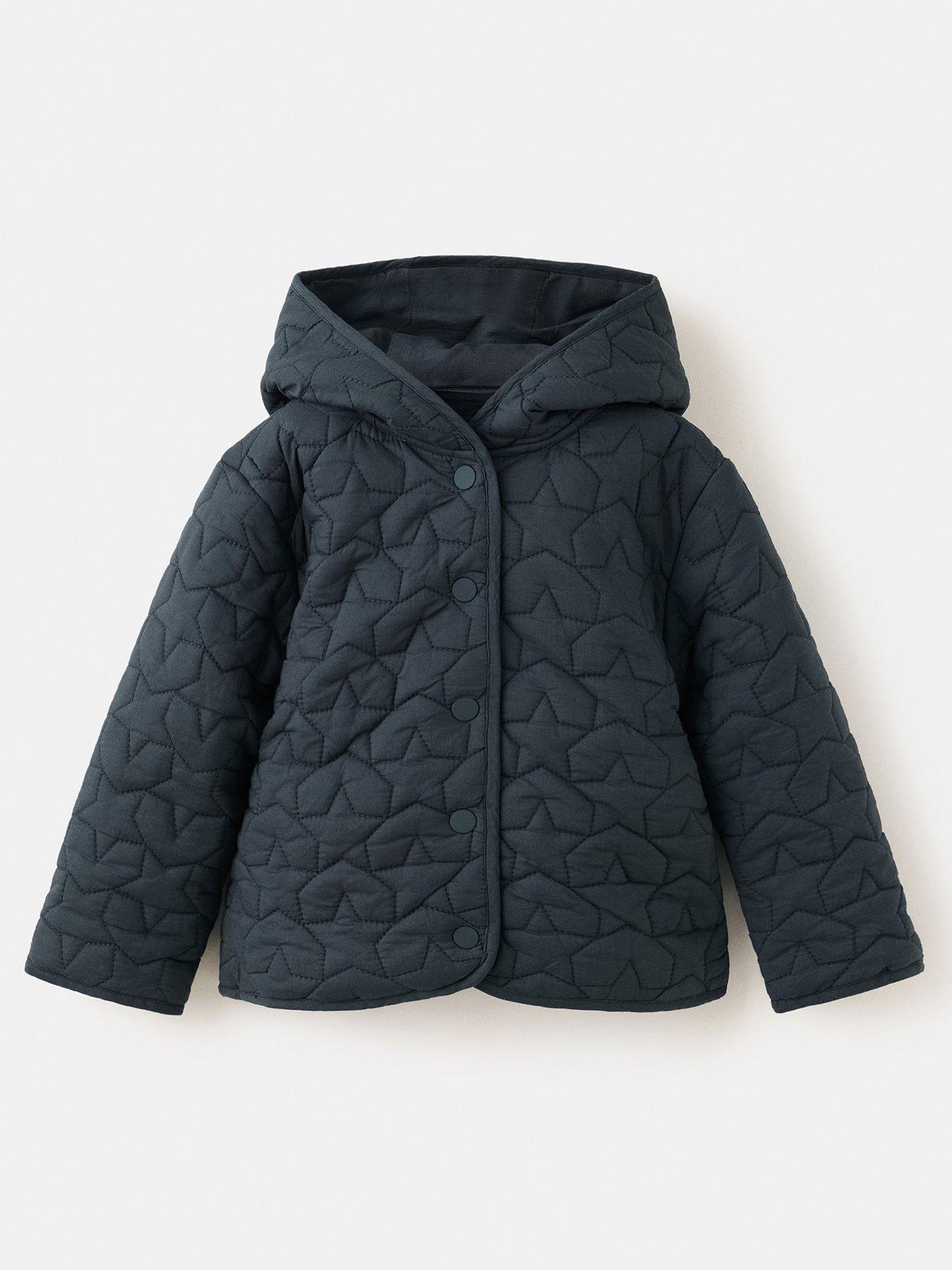 Image 1 of 4 of Mango Younger Girls Star Quilted Coat - Navy