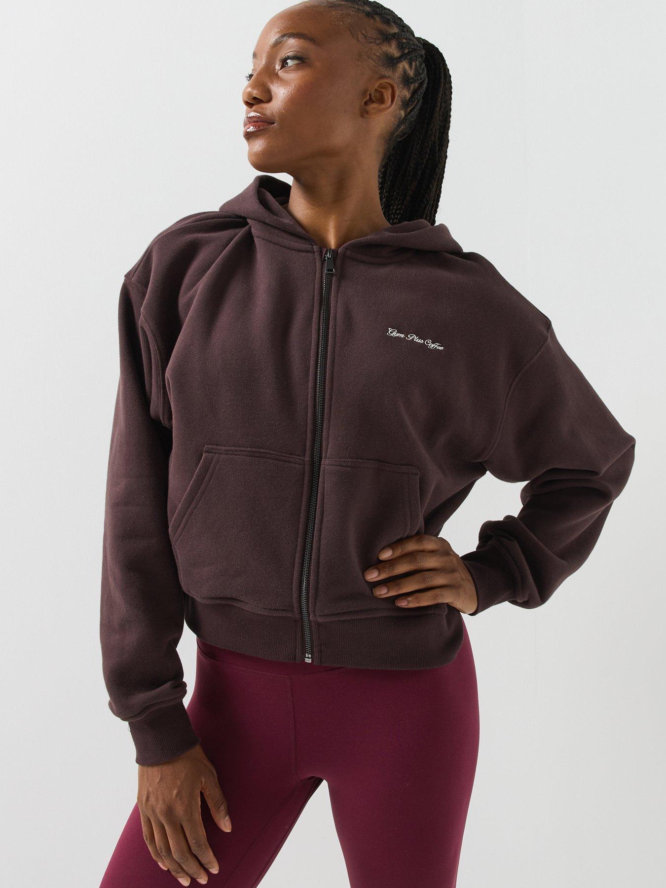 Image 6 of 6 of Gym + Coffee Womens Training Daily Full Zip Hoodie - Brown