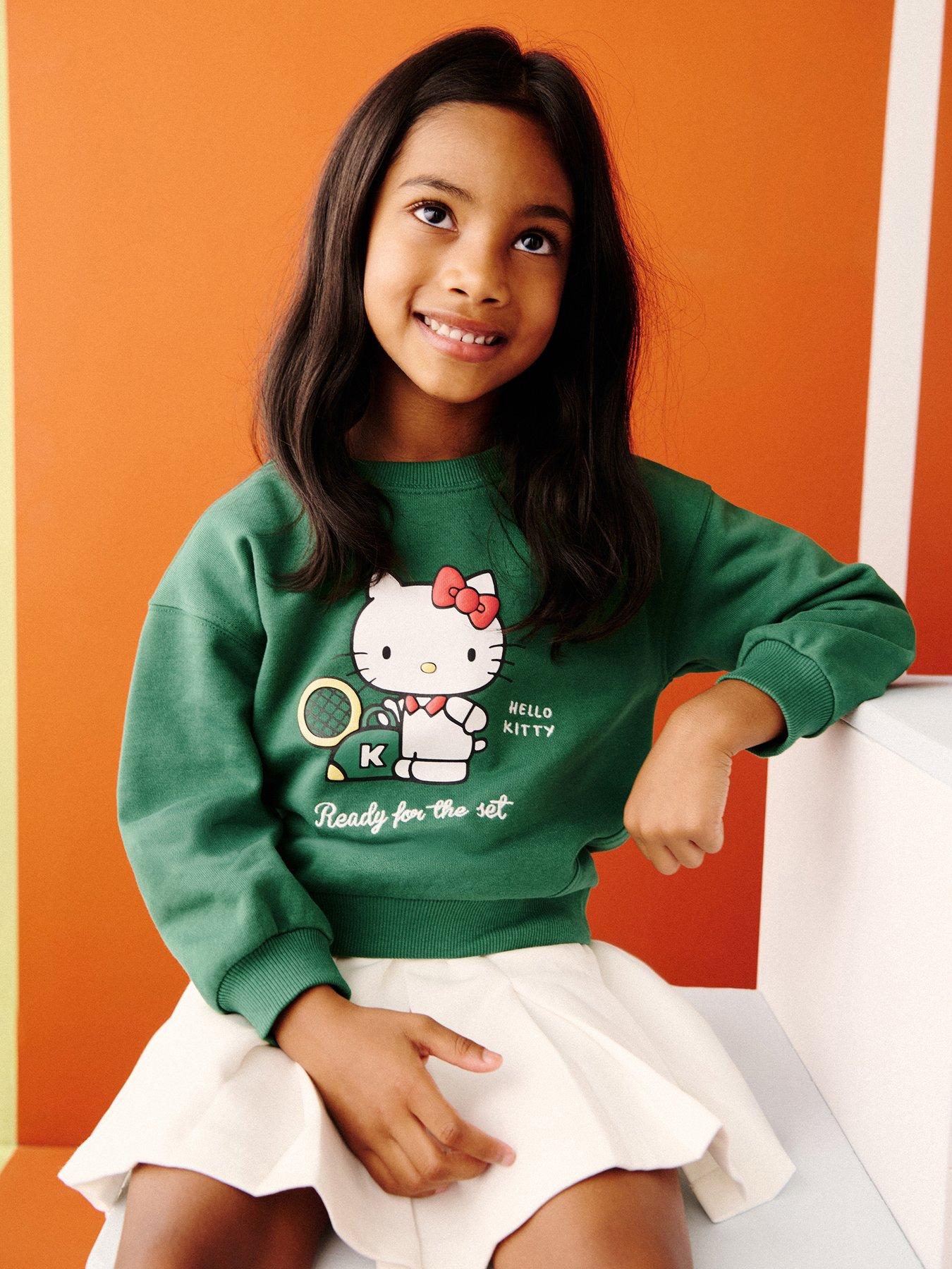 Image 1 of 5 of Mango Younger Girls Hello Kitty Tennis Sweatshirt - Green