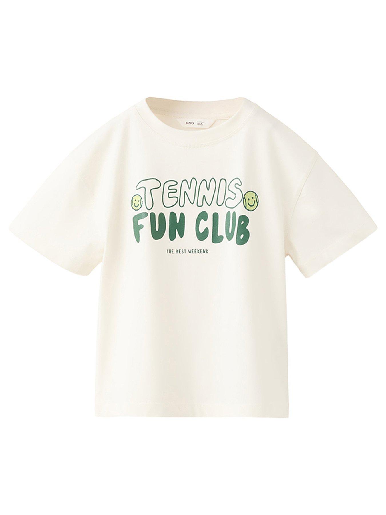 Mango Younger Boys Tennis Fun Club Short Sleeve T-Shirt - Light Cream