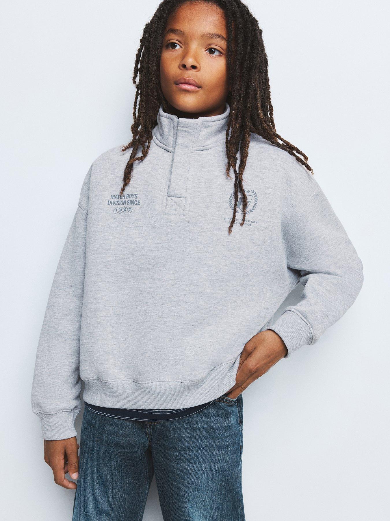 Image 1 of 5 of Mango Boys High Neck Sweatshirt - Grey