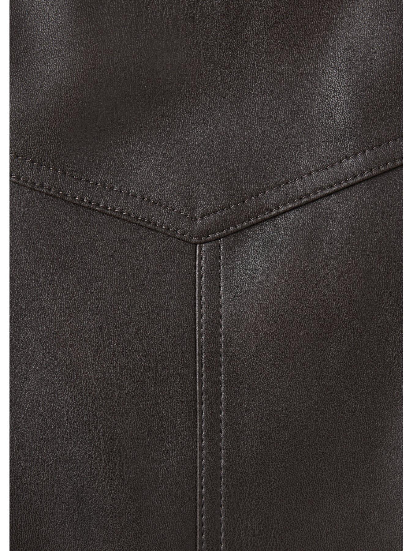 Image 4 of 4 of Mango Girls Faux Leather Pleated Skirt - Brown