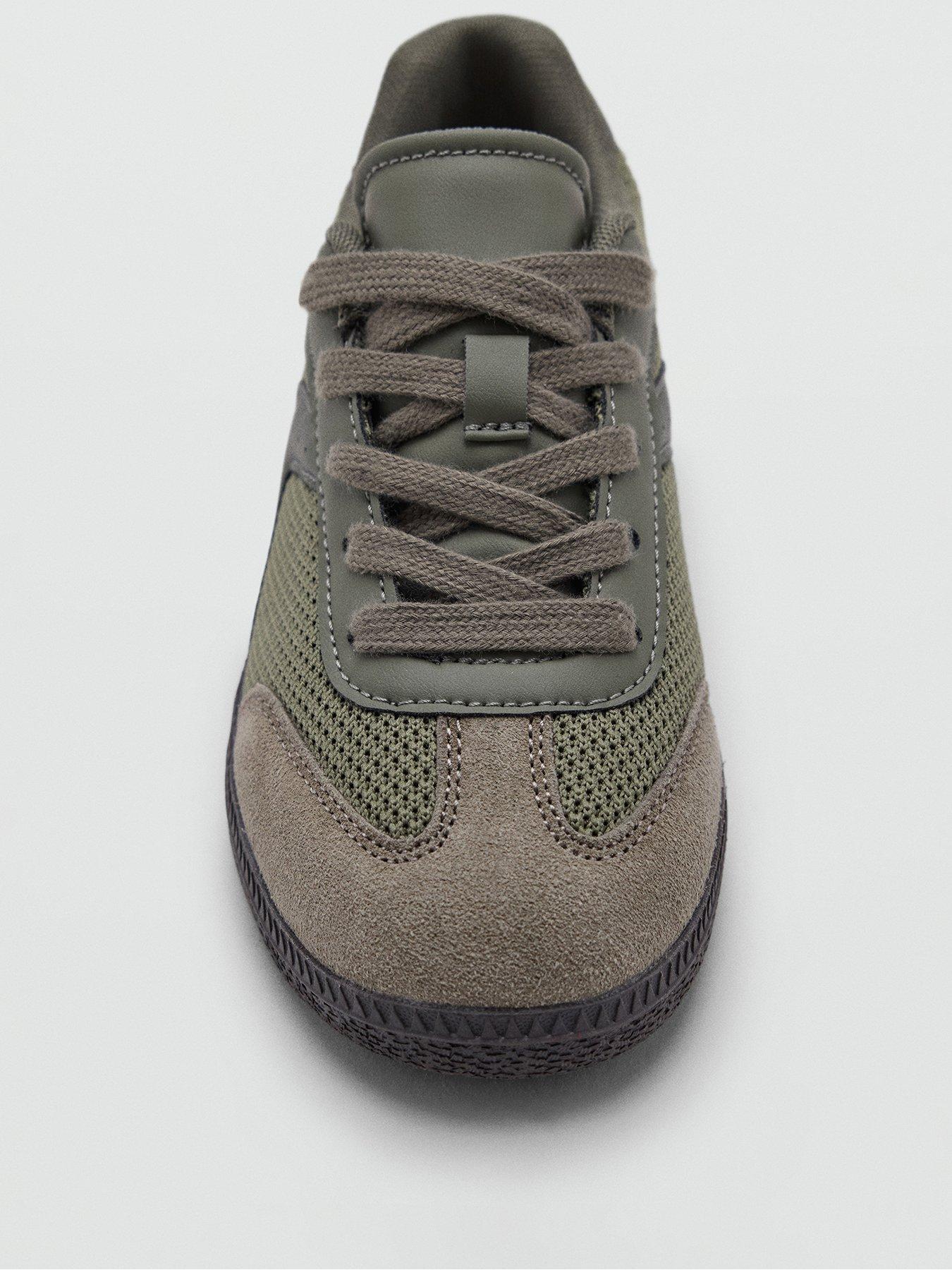 Image 2 of 4 of Mango Boys Lace-Up Rubber Sole Mixed-Material Trainers - Khaki