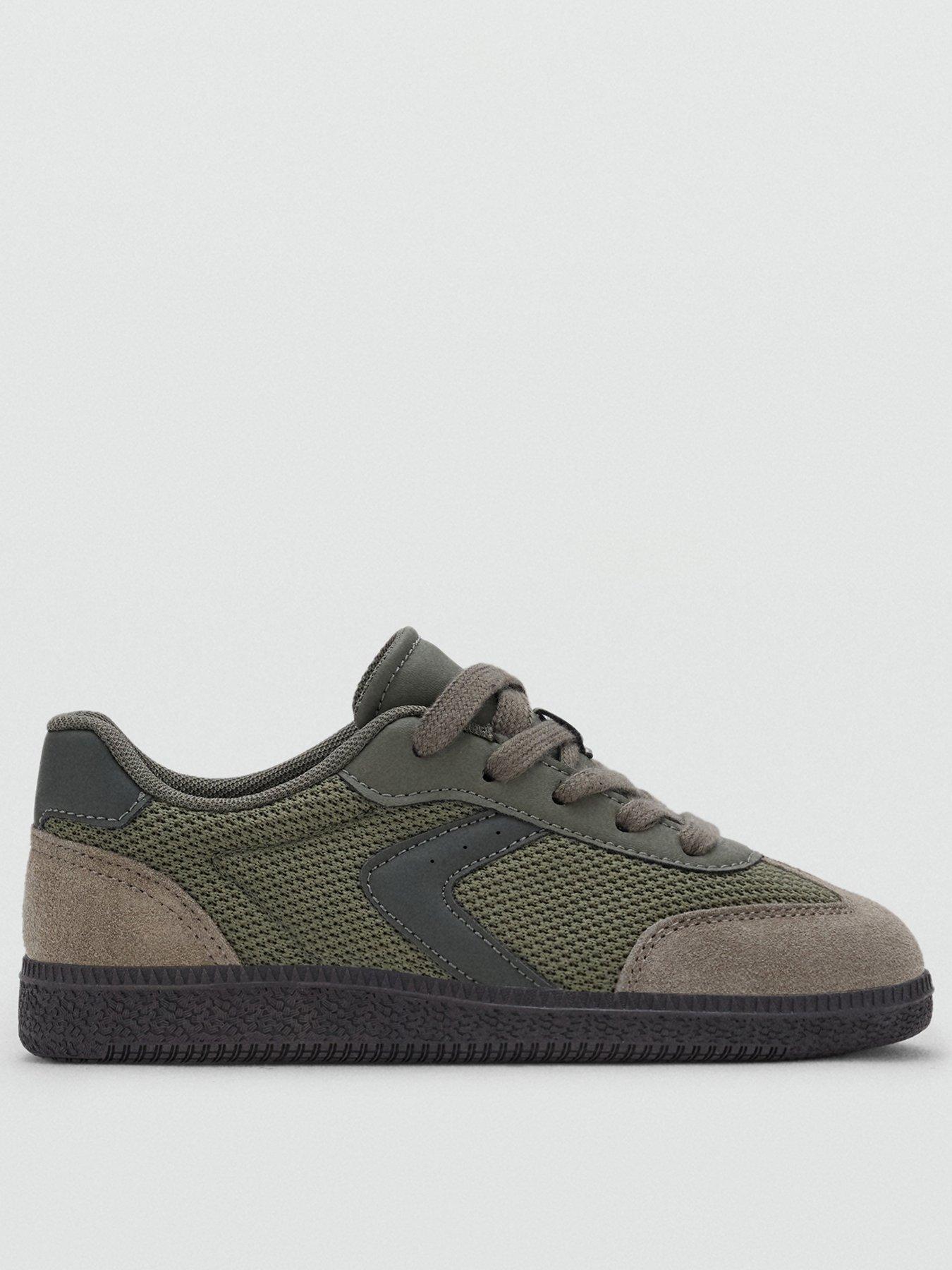 Image 3 of 4 of Mango Boys Lace-Up Rubber Sole Mixed-Material Trainers - Khaki
