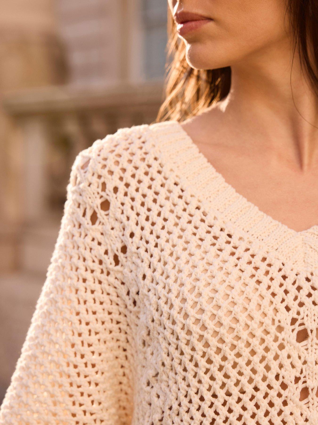 Image 4 of 6 of Mint Velvet Cotton Blend Knit Top - Ivory