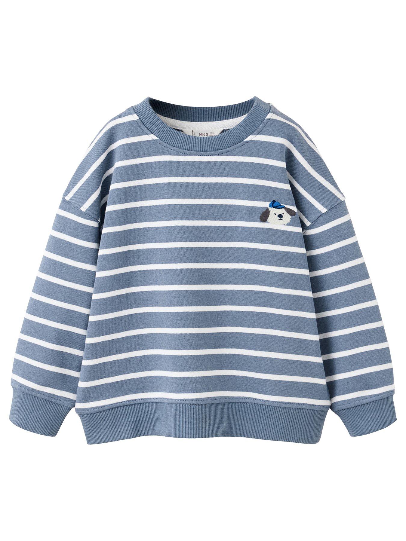 Image 2 of 5 of Mango Younger Boys Dog Stripe Sweatshirt - Blue