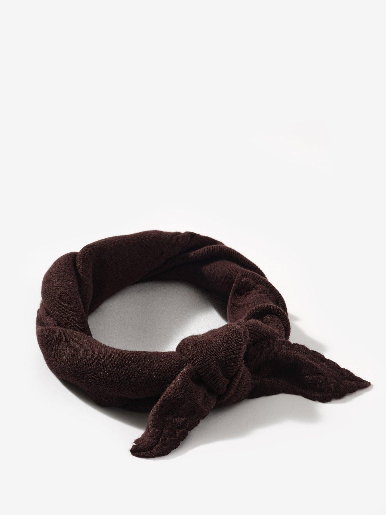 Image 2 of 3 of Mint Velvet Chocolate Scallop Edge Triangle Scarf - Brown