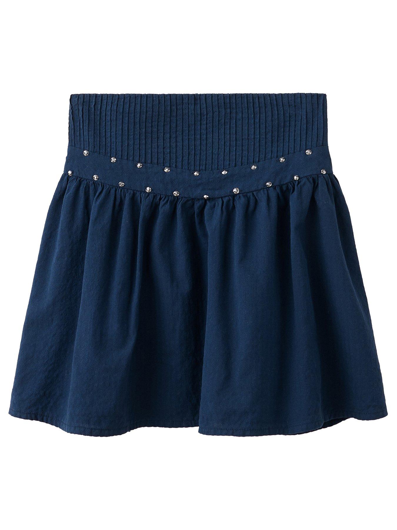 Mango Girls Studded Woven Co-Ord Skirt - Navy