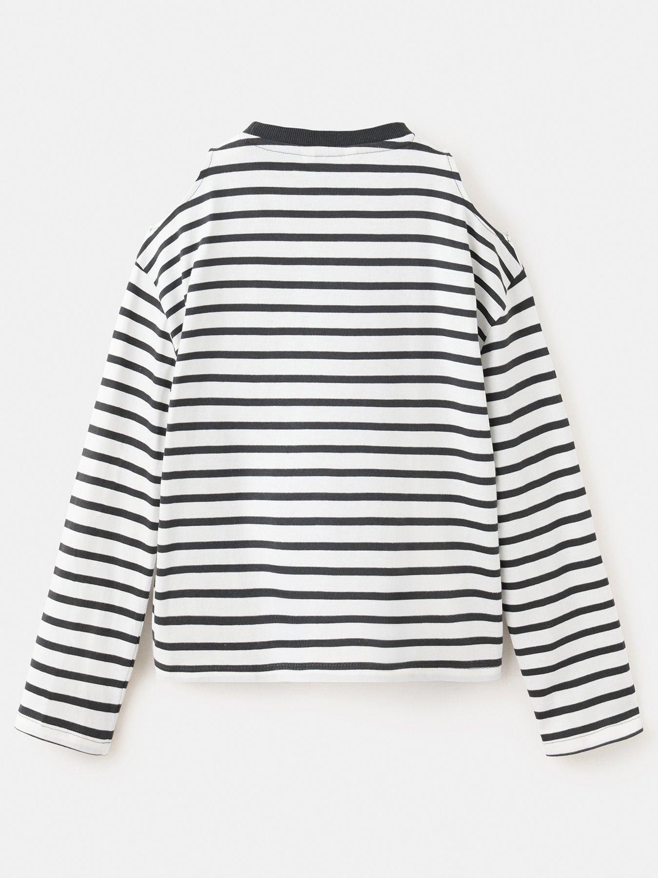 Image 2 of 4 of Mango Girls London Stripe Long Sleeve Tshirt - Dark Grey